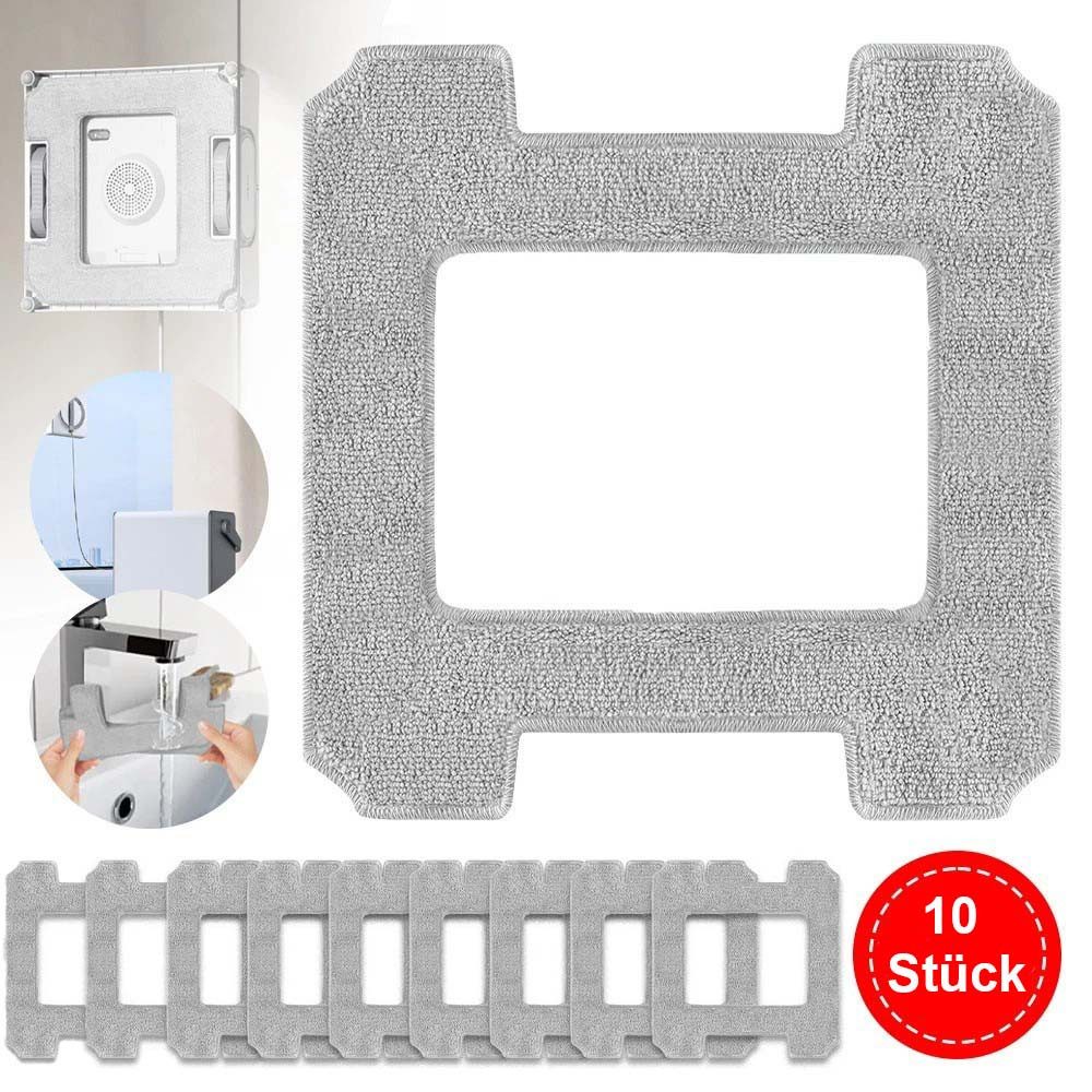 PRIISF Fensterputzroboter 10 Stück Reinigungspad Ersatz Wischtücher Zubehör für ECOVACS WINBOT, passend für W2 PRO Omni / W2 PRO / W2 / W1 PRO / W1 Mikrofasertuch