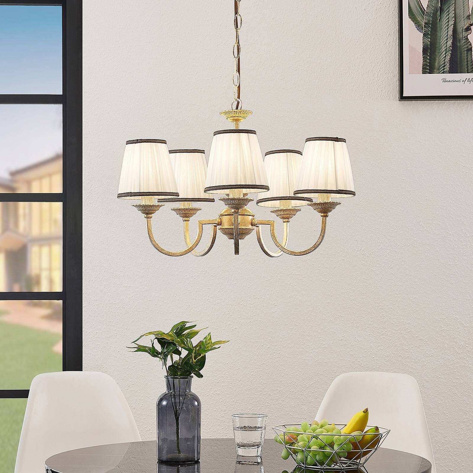 Lindby Kronleuchter Lumiel, Bronze IP20, 5 x 40 W