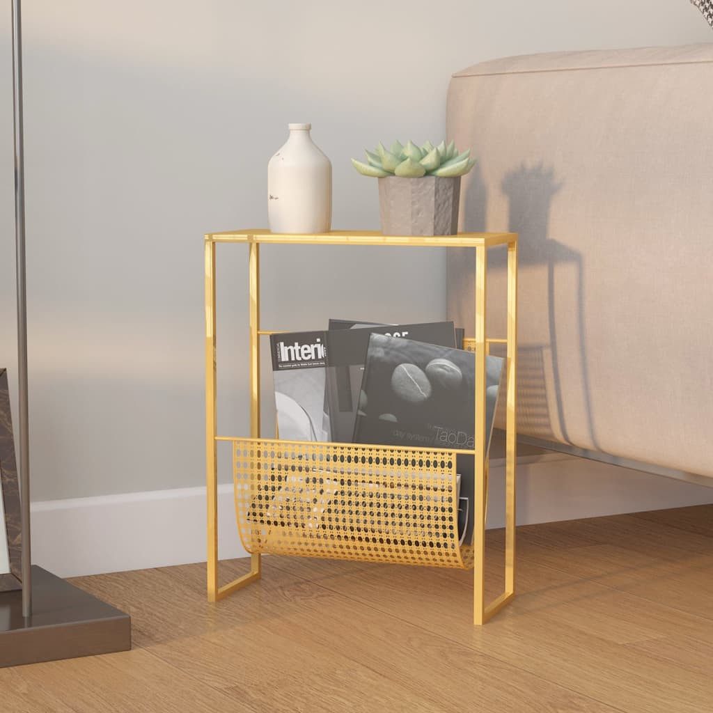 vidaXL Zeitungsständer golden Zeitungsständer Zeitungshalter Zeitschriftenhalter Prospektabla
