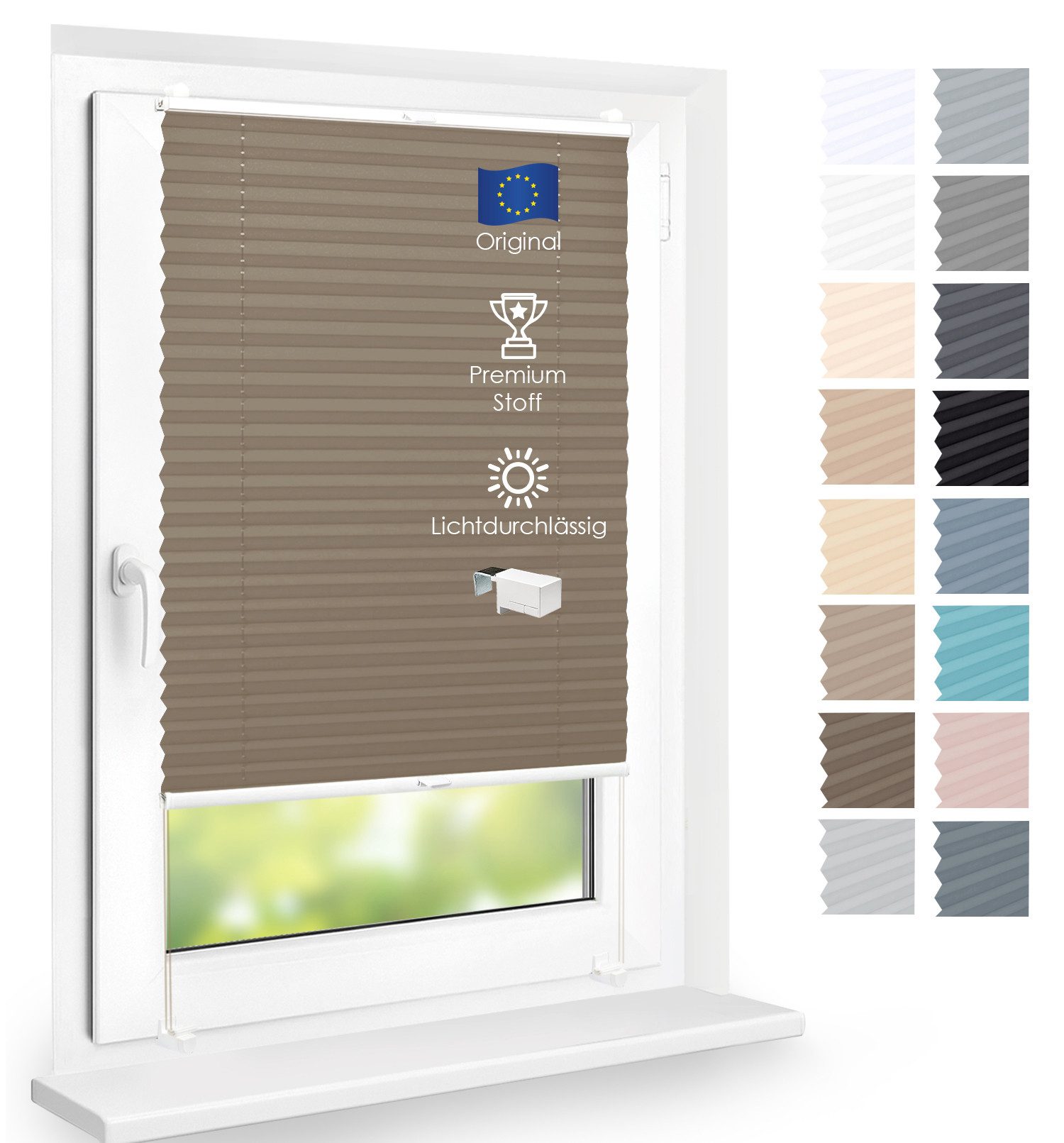 DomDeco Plissee Premium Plissee ohne Bohren, Sichtschutz, lichtdurchlässig, blickdicht, Klemmfix, Klemmfix, UV-beständig, modernes Design, stufenlos