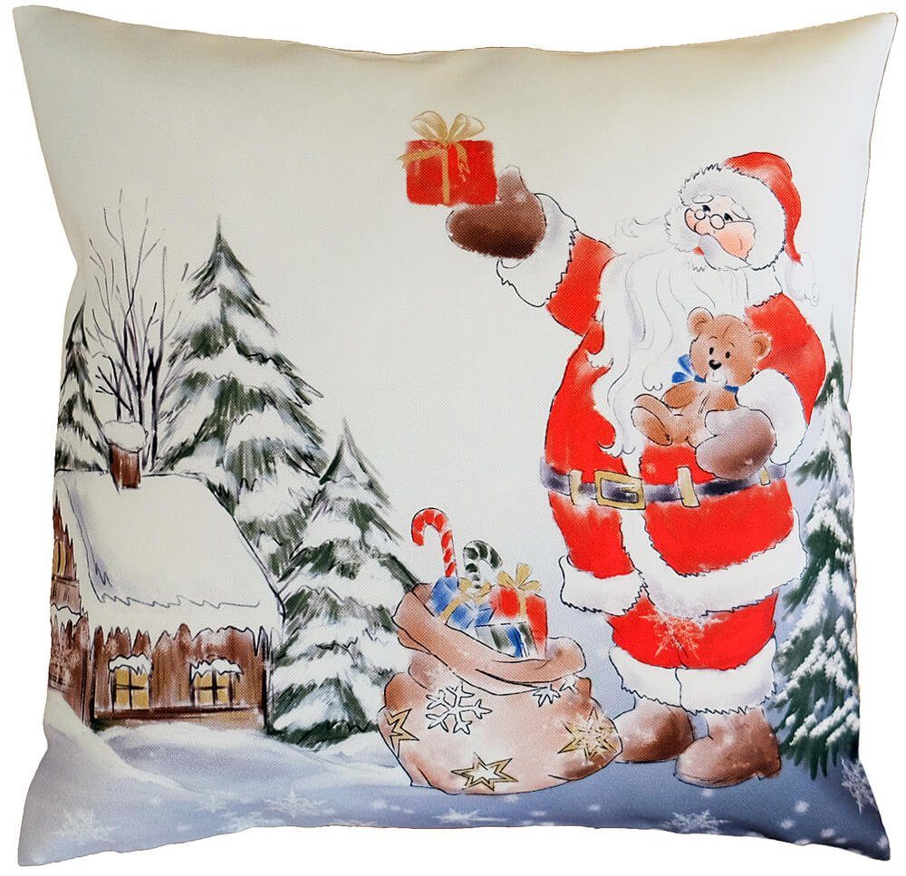 Kissenbezüge Kissenhülle Weihnachtsmann Druck (1 Heimtextilien & bunt HOBBY HOME cm, matches21 Stück) 40x40