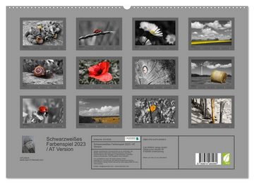 CALVENDO Wandkalender Schwarzweißes Farbenspiel 2023 / AT Version (Premium, hochwertiger DIN A2 Wandkalender 2023, Kunstdruck in Hochglanz)