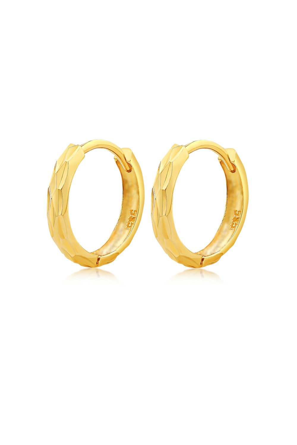 DANIEL CLIFFORD Paar Creolen 'Lola' Damen Klappcreolen 585 Gold, 12mm (inkl. Verpackung), filigrane Creolen Ohrringe Echtgold, 14 Karat Gold, diamantierte Form
