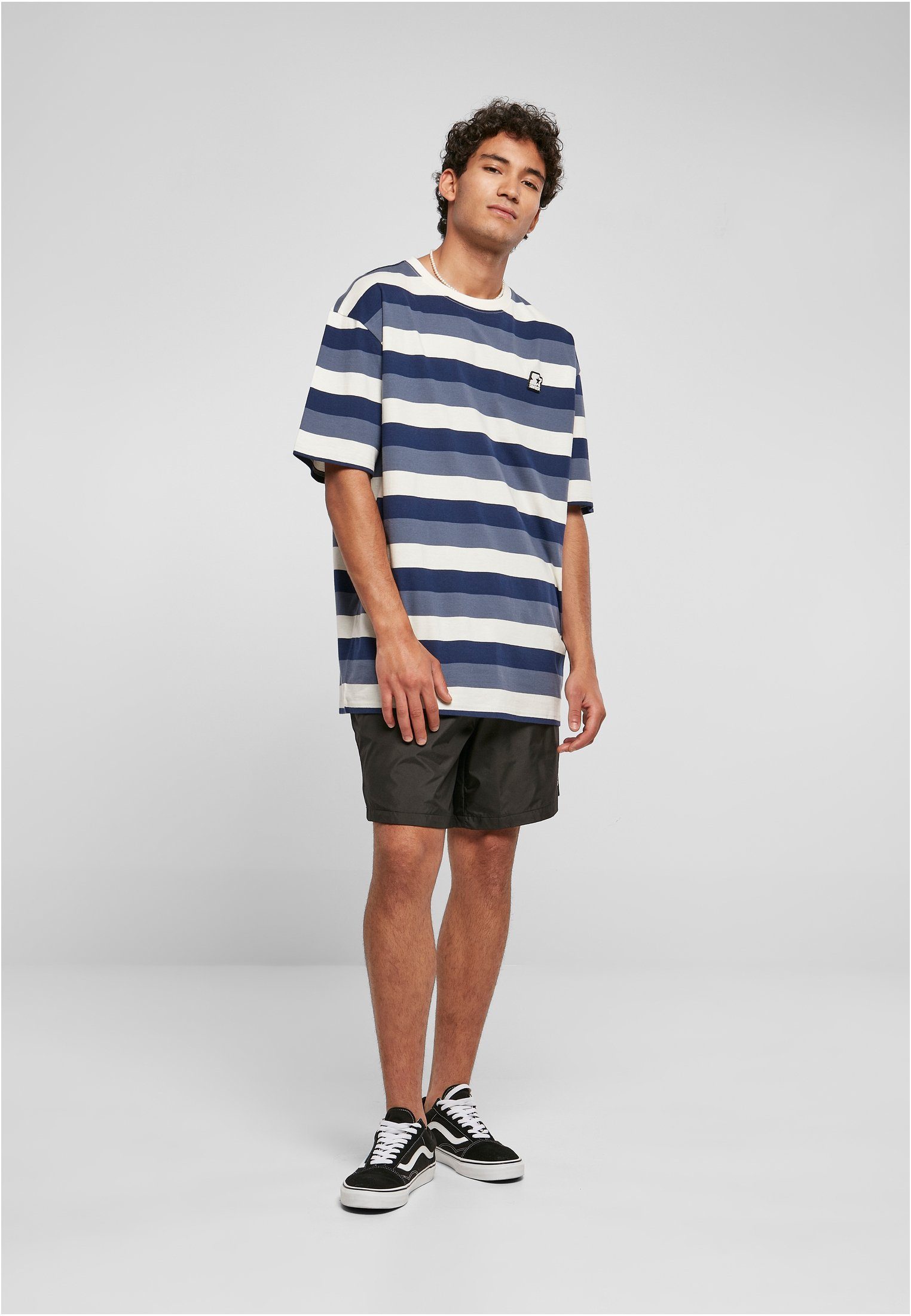 Stripes (1-tlg) Oversize Kurzarmshirt Label Starter Herren darkblue/vintageblue/palewhite Sun Black Starter Tee