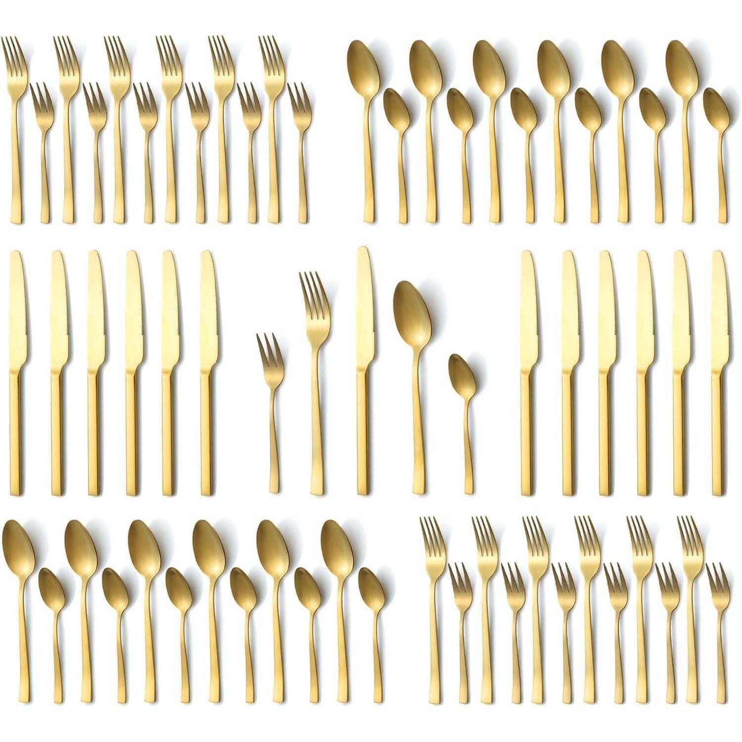 LuxusKollektion Besteck-Set Besteckset Gold matt 60-tlg 12 Personen