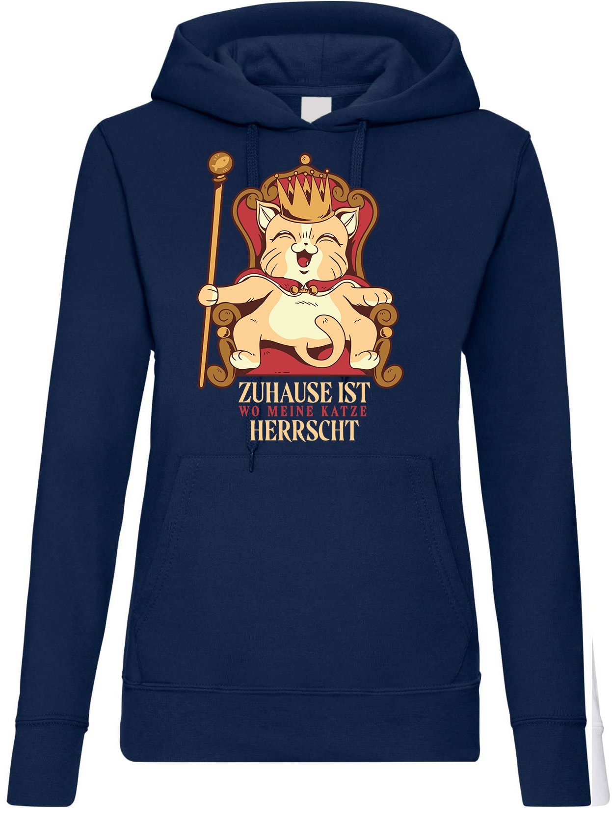 Kapuzenpullover Meine Katze Herrscht Zuhause Damen Hoodie Pullover