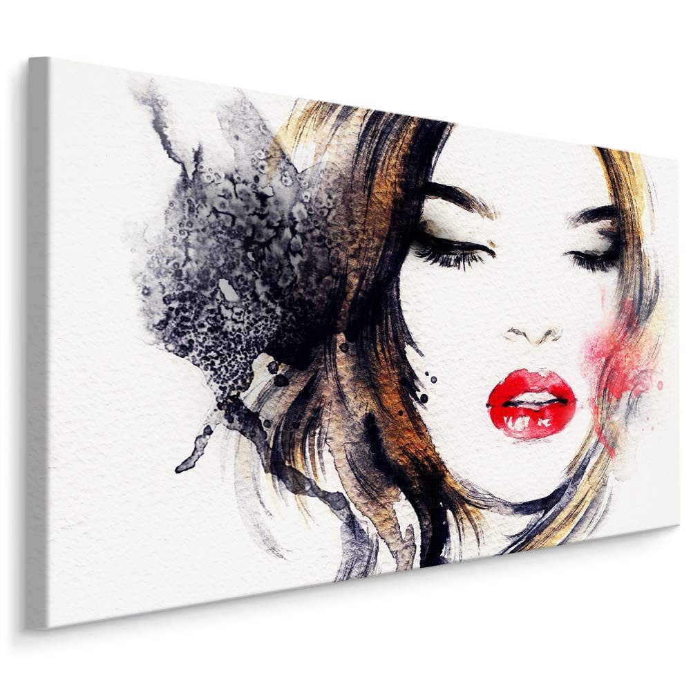 Muralo Leinwandbild Menschen – Leinwandbild Wandbild Kunstdruck Wohnzimmer, Frau (1 St), Mensch – Frau – Gesicht, 30 x 20 cm, aufhängefertig