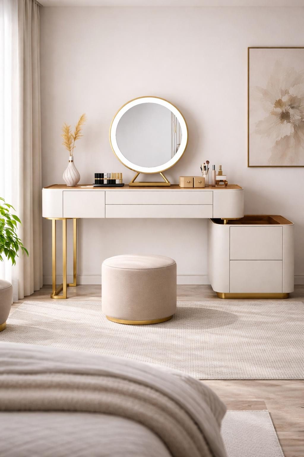 JVmoebel Schminktisch Stilvoller Weißer Schminktisch Mit Schubladen Designer Sofort (Schminktisch), Made in Europa