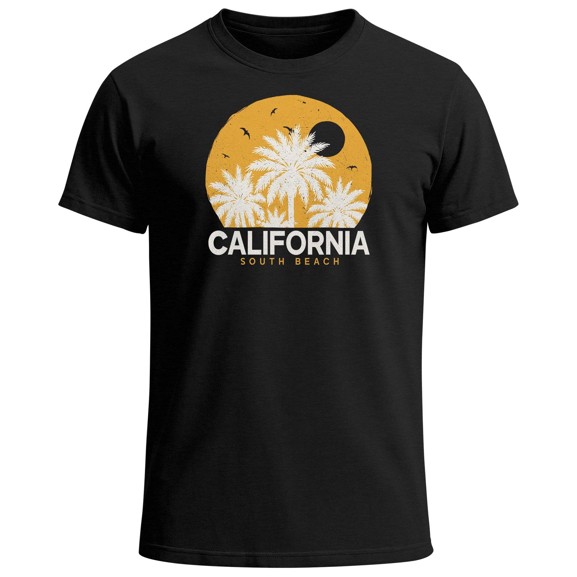 Print-Shirt Herren T-Shirt California Printshirt Sommer, Grafikshirt mit Palmen
