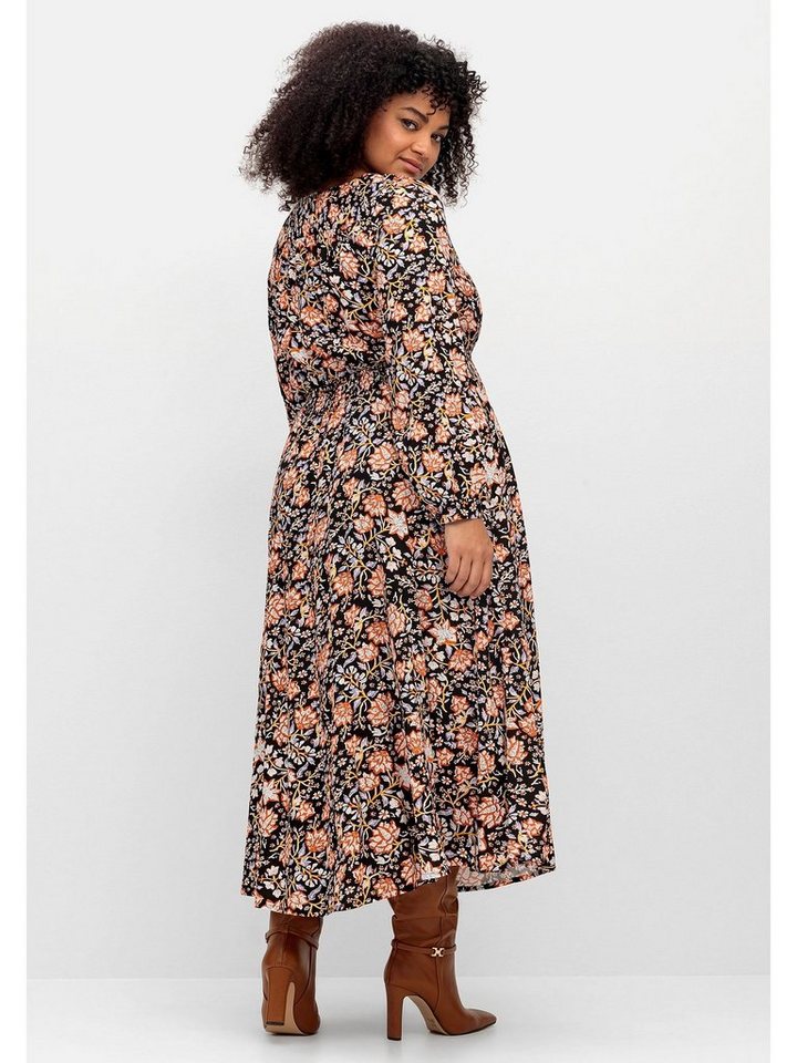 sheego by Joe Browns Maxikleid Große Größen mit Blumenprint und gesmokter  Taille