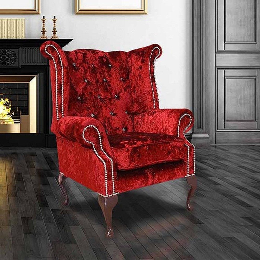 JVmoebel Ohrensessel Chesterfield Relaxsessel in Rot mit komfortablem Sitzgefühl, Made in Europa