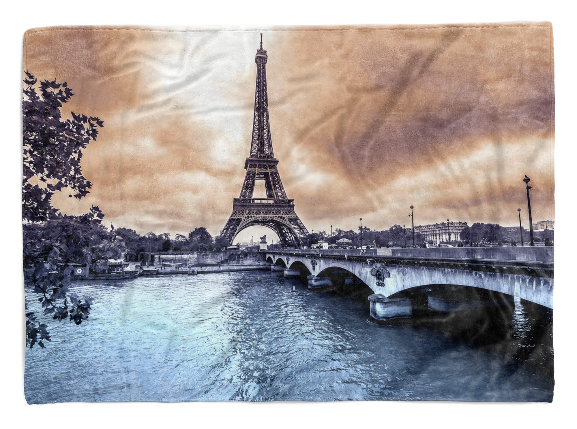 Sinus Art Handtücher Handtuch Strandhandtuch Saunatuch Kuscheldecke mit Fotomotiv Paris Eiffelturm F, Baumwolle-Polyester-Mix (1-St), Handtuch