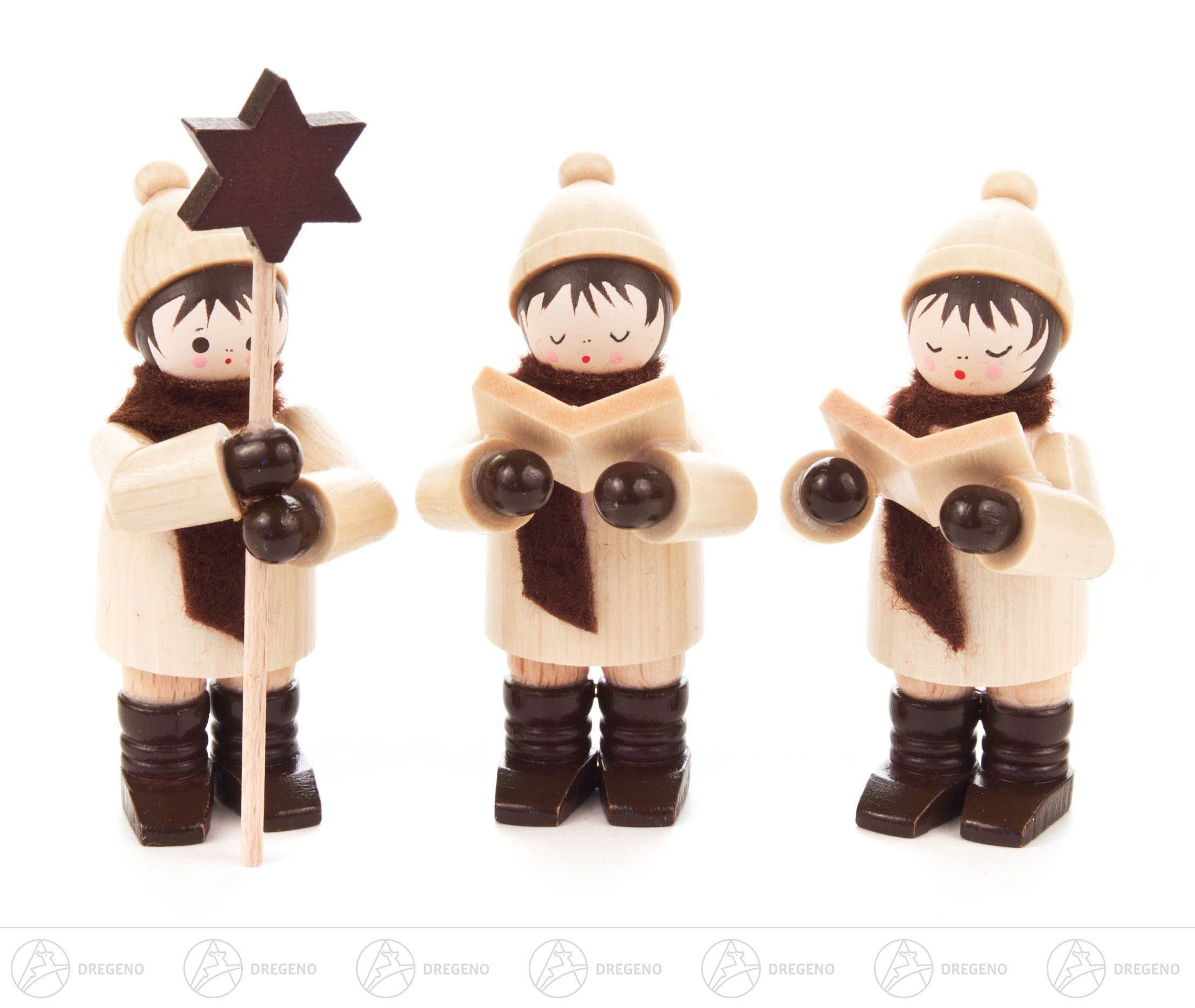 Dregeno Erzgebirge Weihnachtsfigur Kurrende Kurrendefiguren klein natur (3) Höhe ca 7,5 cm NEU