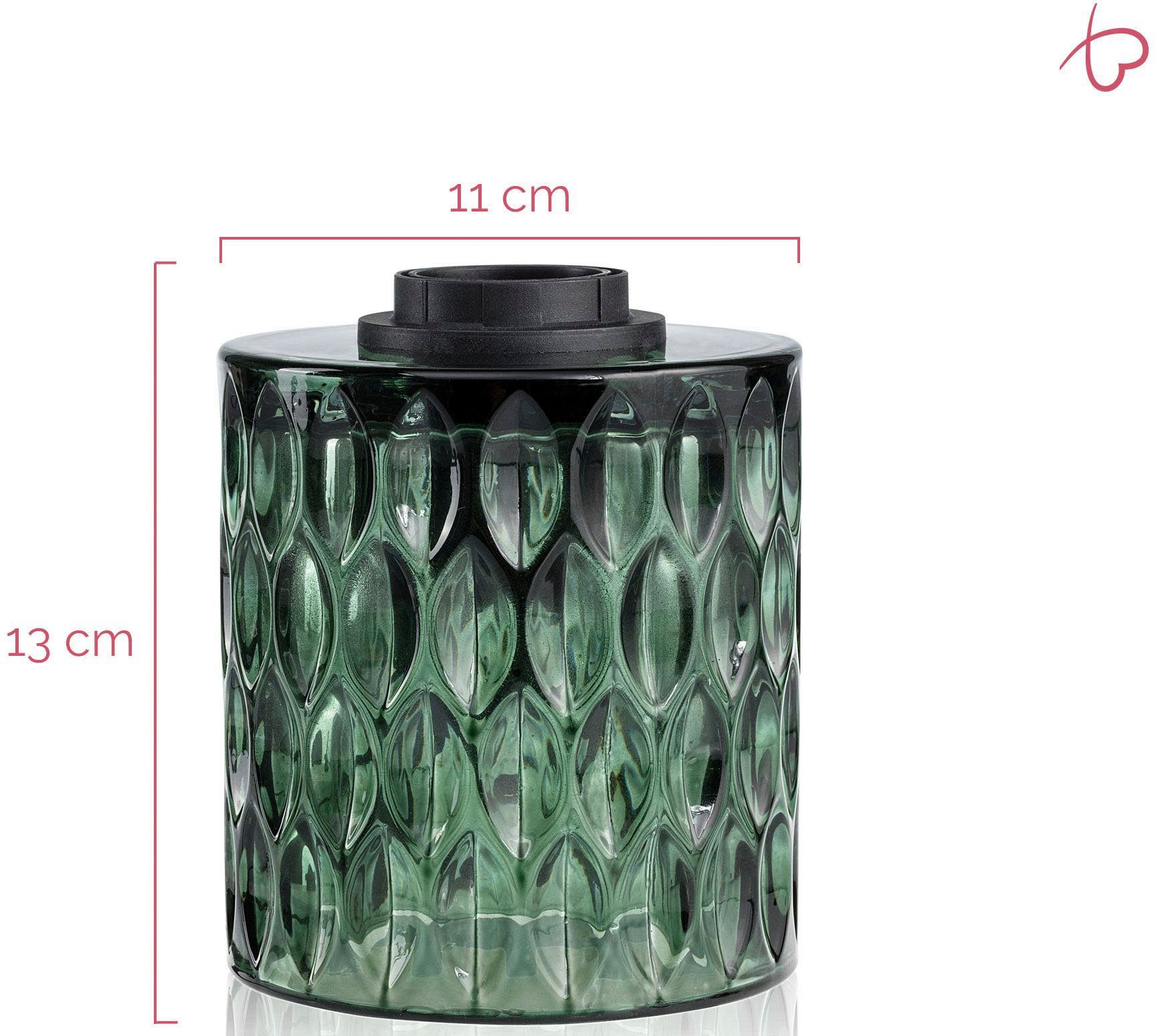 Pauleen Tischleuchte Crystal Glas Magic, Grün, Leuchtmittel, ohne E27