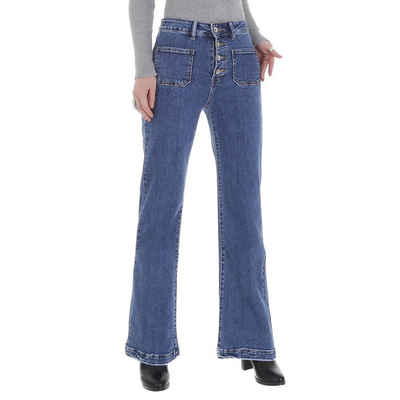 Ital-Design Bootcut-Jeans Damen Freizeit Used-Look Stretch Bootcut Джинси in Blau