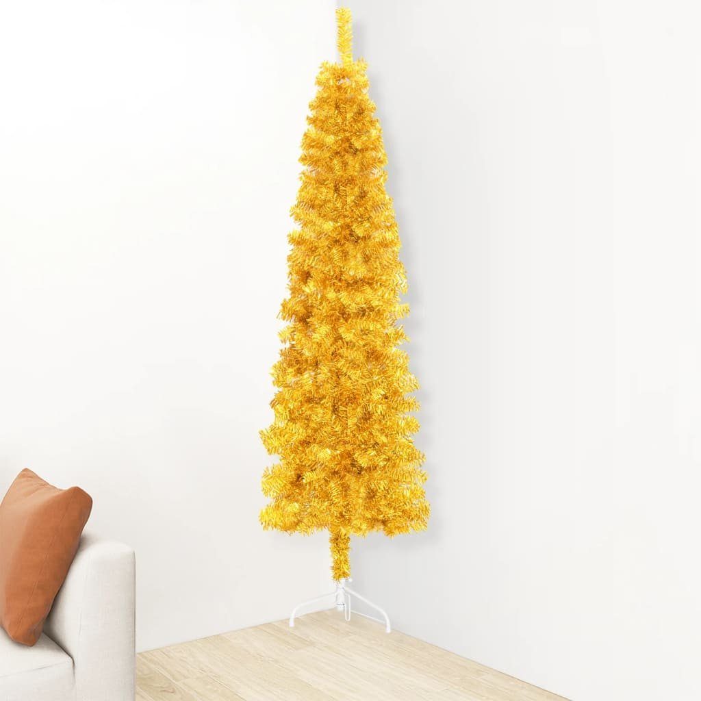 furnicato cm Künstlicher Halb-Weihnachtsbaum Gold Schlank Weihnachtsbaum 240 mit Künstlicher Ständer