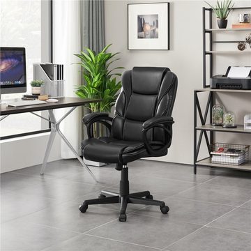 Yaheetech Drehstuhl Schreibtischstuhl Chefsessel, aus Kunstleder, mit Hoher Rückenlehne, höhenverstellbar, Wippfunktion