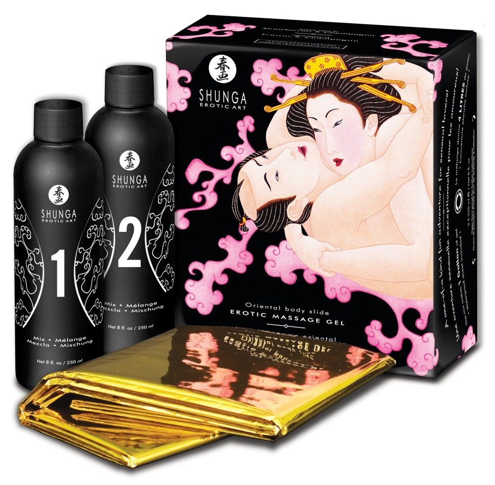 SHUNGA Gleit- und Massagegel Shunga - Oriental Body-to-Body Massage Gel Strawberry & Champagne, für sinnliche Partnermassagen