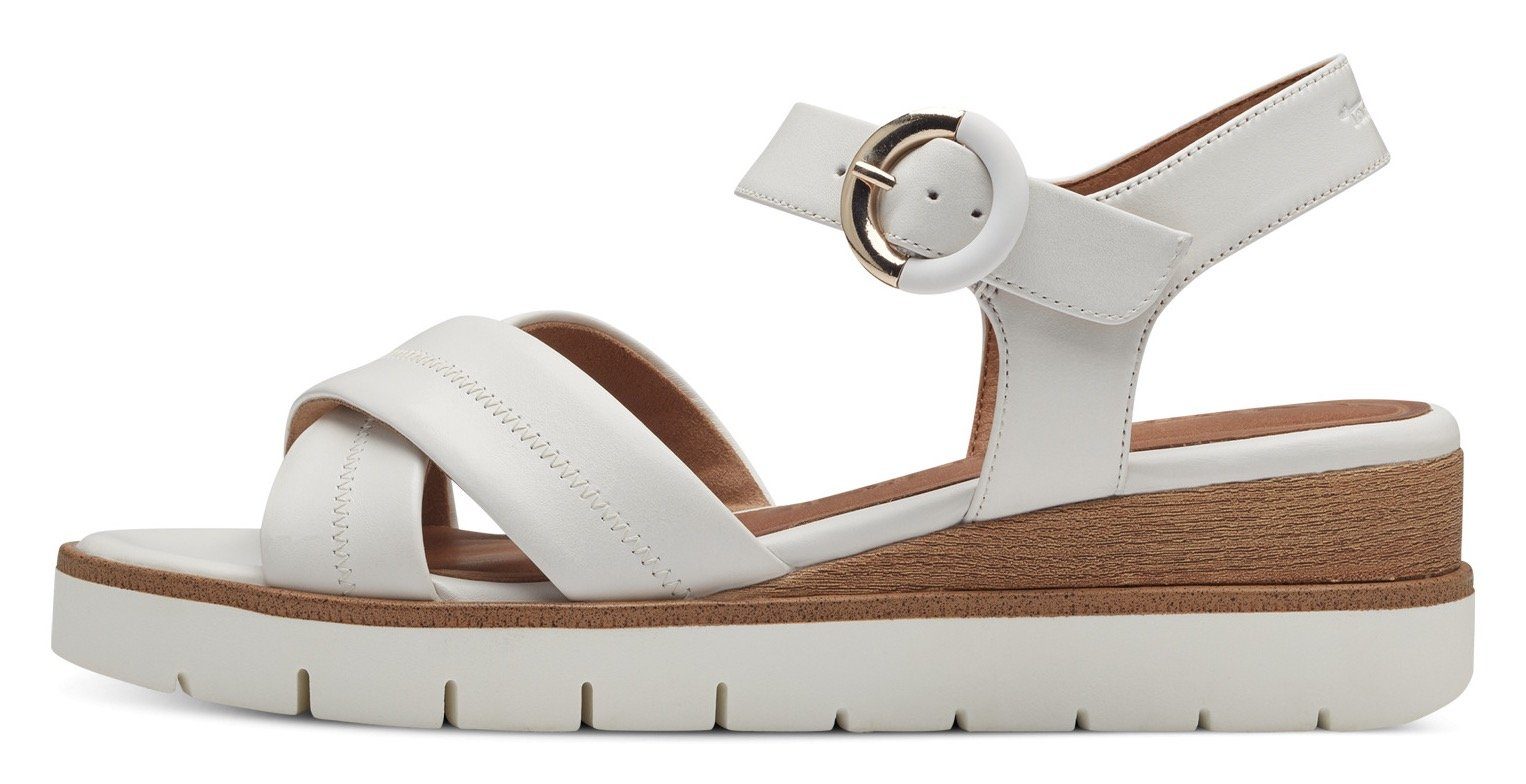 Tamaris Keilsandalette, Sommerschuh, Riemchensandale mit Ziernähten