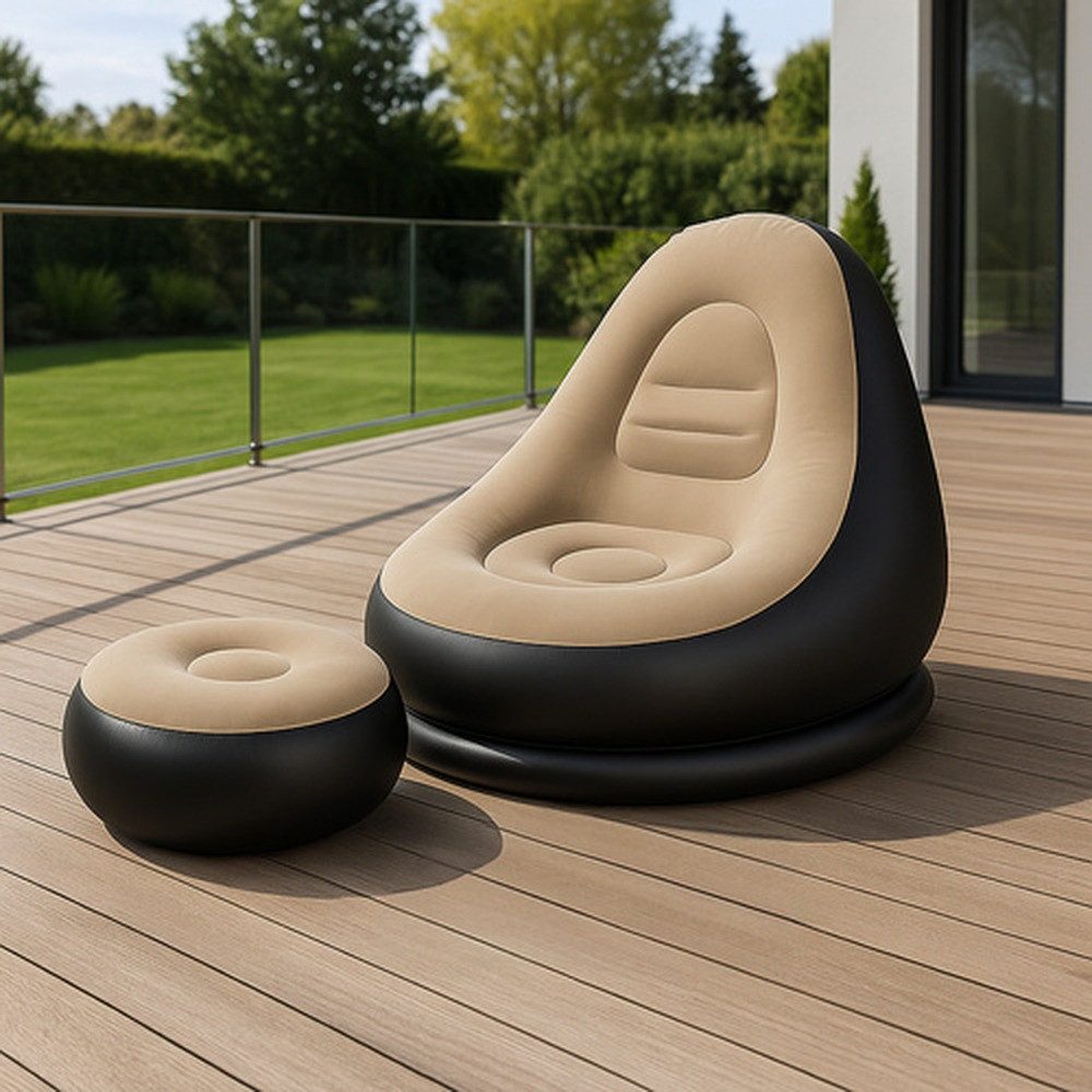 Gardlov Gartensofa Aufblasbarer Sessel Sonnenliege, Spar-Set 1 Teile, inklusive passender Fußstütze, Pumpe und Reparaturflicken – Bild 5 von 5
