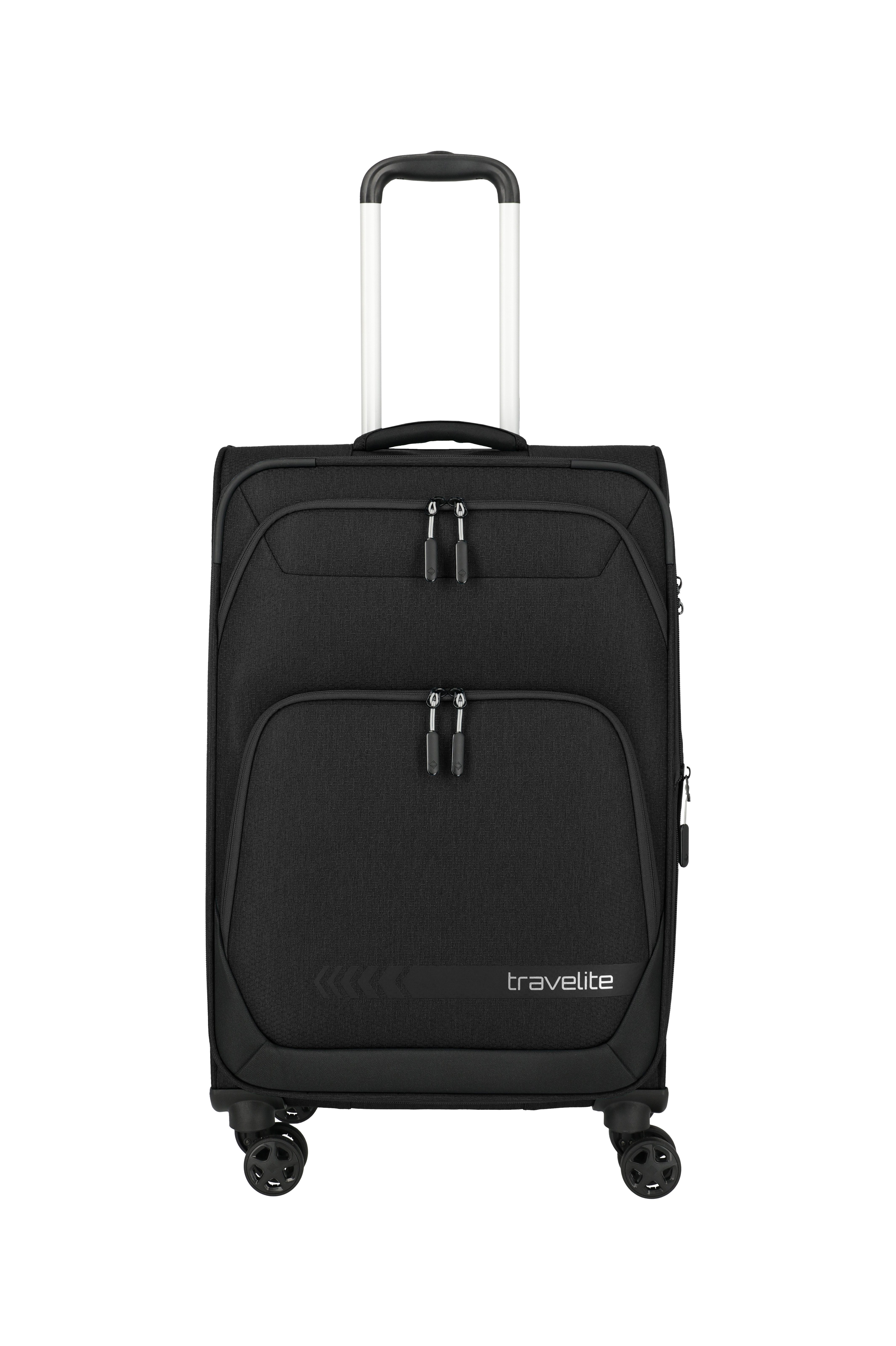 travelite Trolley KICK OFF Reisekoffer, 4 Rollen, 4 Doppelrollen, Außentaschen und Packgurte – leicht und robust