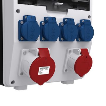 Doktorvolt Stromverteiler TD 16A 32A 4x230V Baustromverteiler Wandverteiler Steckdosenverteiler 6-fach, ausgestattet mit Mennekes-Steckdosen