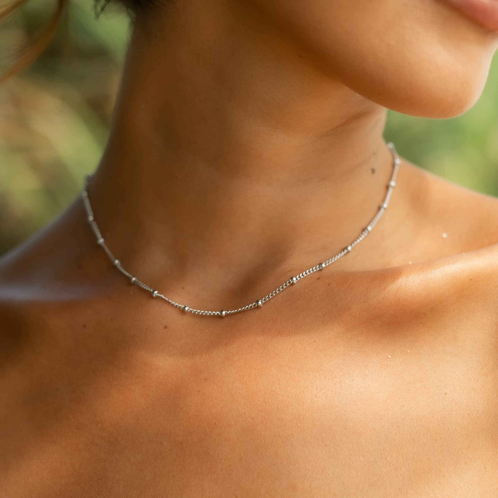 Made by Nami Edelstahlkette Minimalistische Halskette für Damen mit starkem Karabiner-Verschluss, Choker-Kette Frauen & Mädchen Filigrane Gliederkette