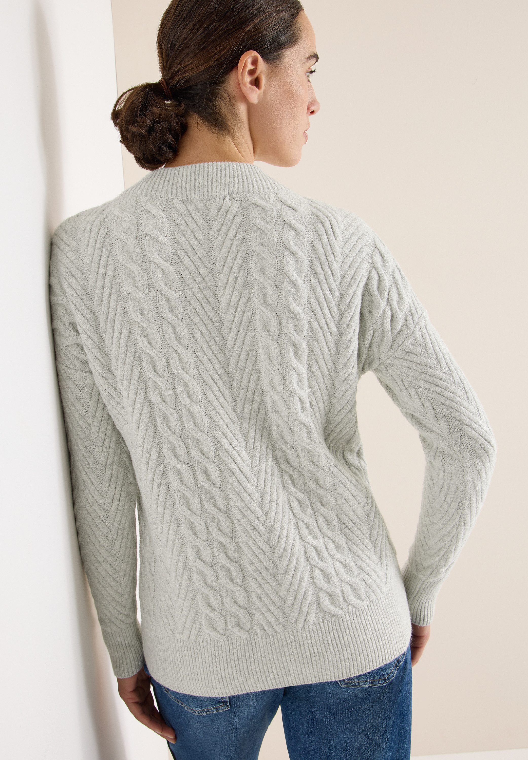 CECIL Strickpullover mit Turtle Neck, Zopfmuster