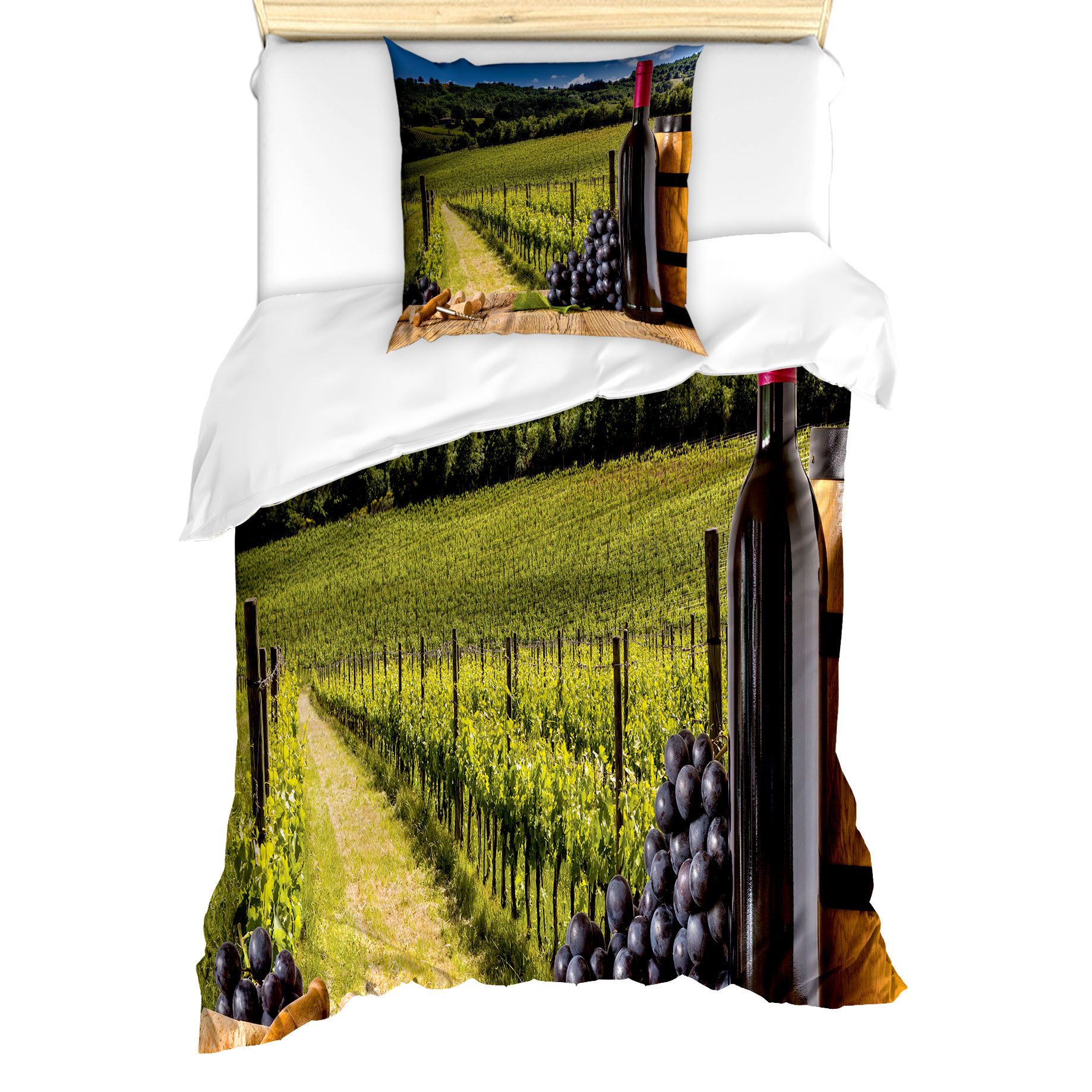 Abakuhaus Bettwäsche Milbensicher Allergiker geeignet mit Kissenbezug, Microfaser, Italienisch Vineyard Toskana Traube