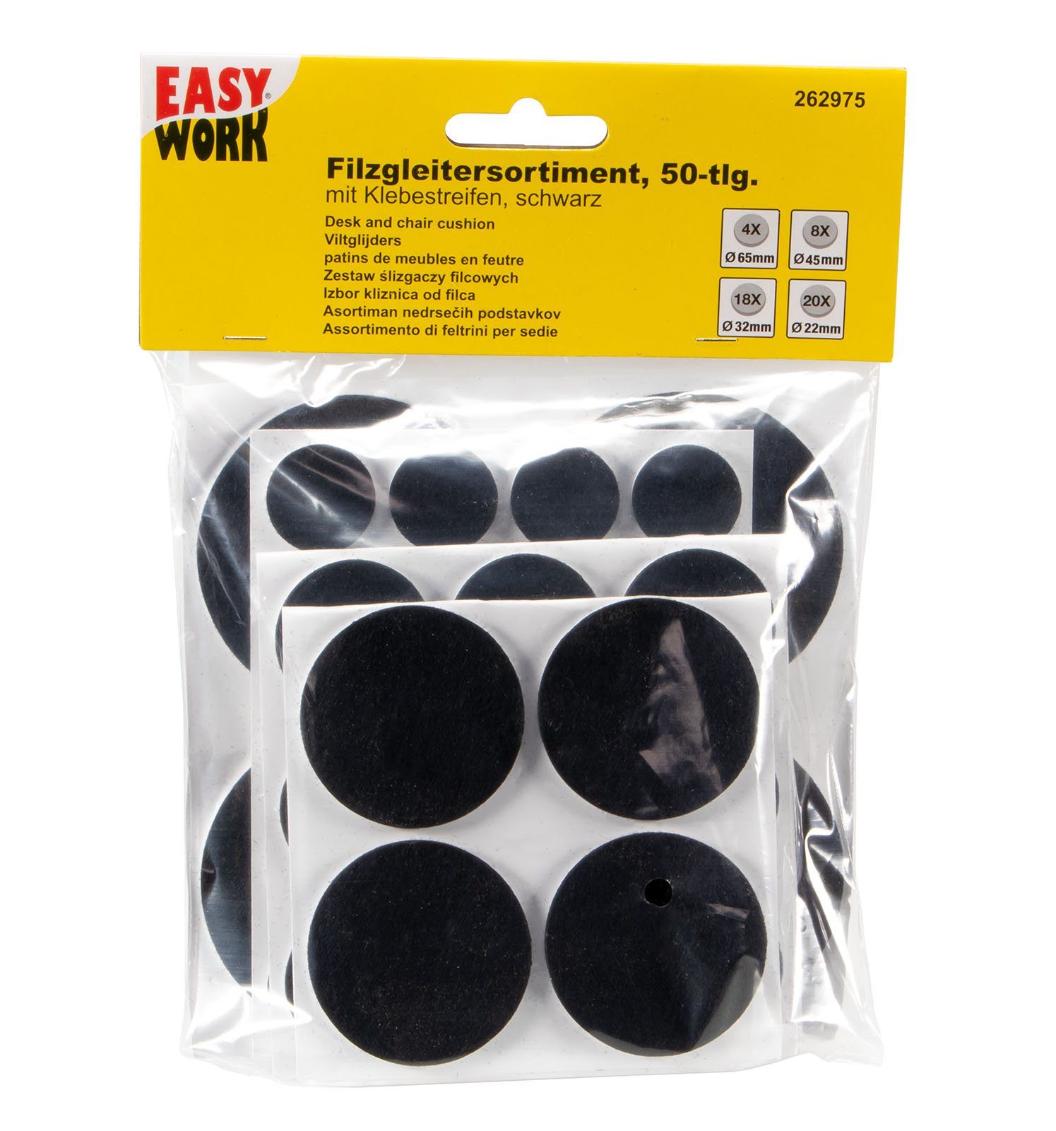 Easy Work Möbelfuß Filzgleiter Sortiment 50 teilig schwarz, (50-St)
