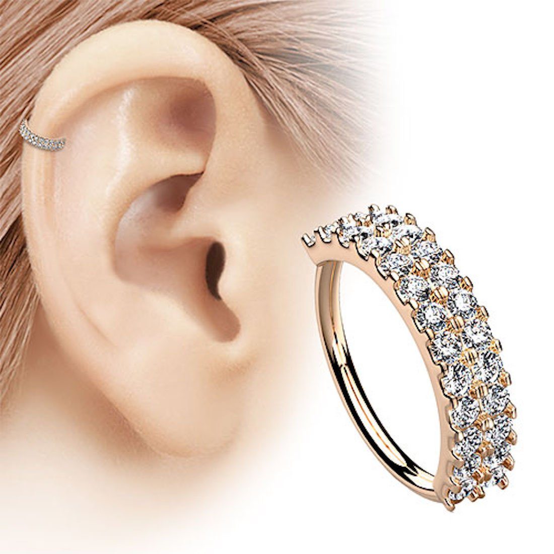 Taffstyle Nasenpiercing Piercing Biegbar filigrane Creole mit Kristall, Ring Doppel Zirkonia