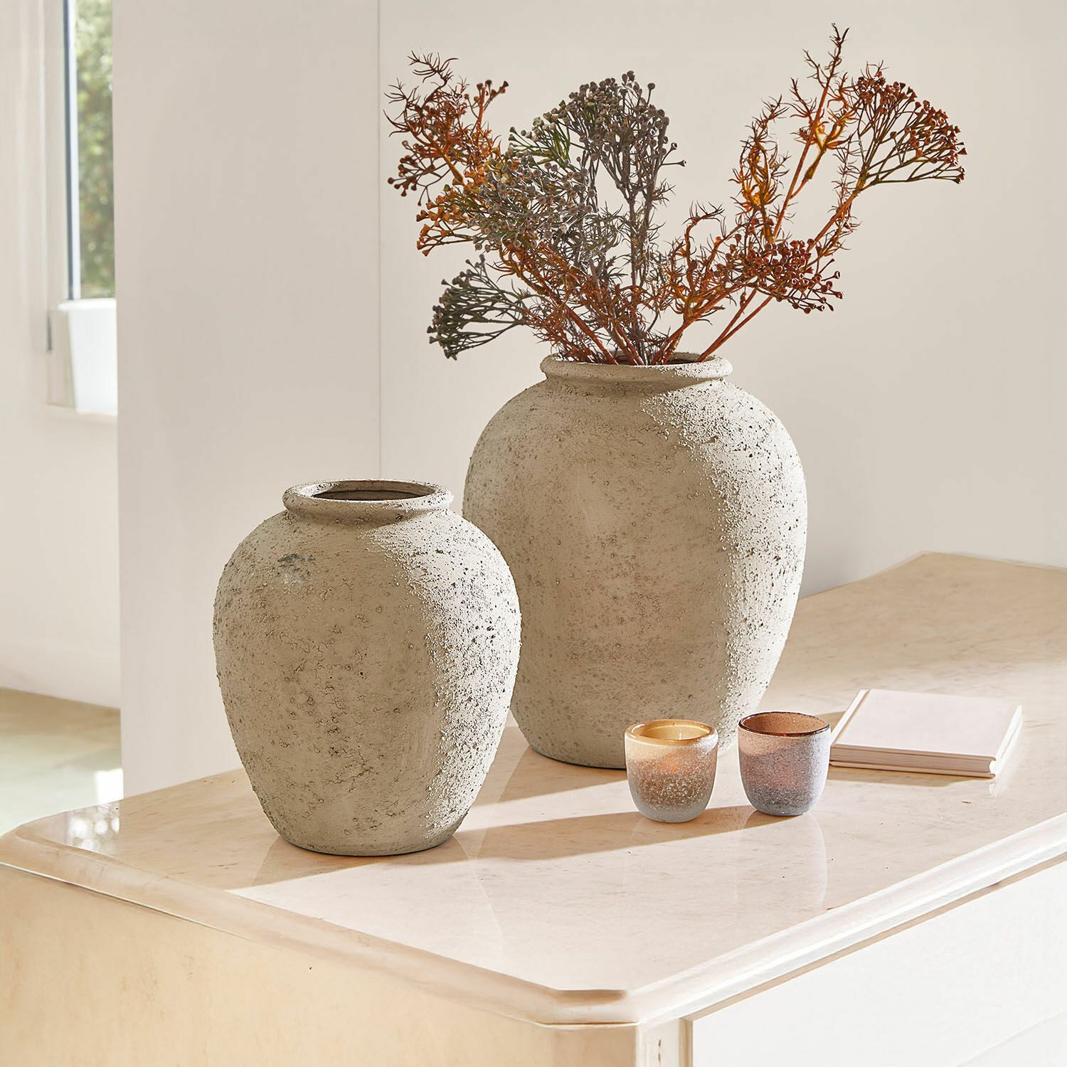 Mirabeau Tischvase Vase 2er Set Zaviro taupe, none – Bild 3 von 5
