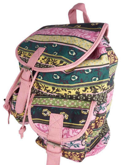 Taschen4life Rucksack Damen Vintage Rucksack 7021, moderner Stoffrucksack, Ethno Muster, Rucksacktasche Segeltuch