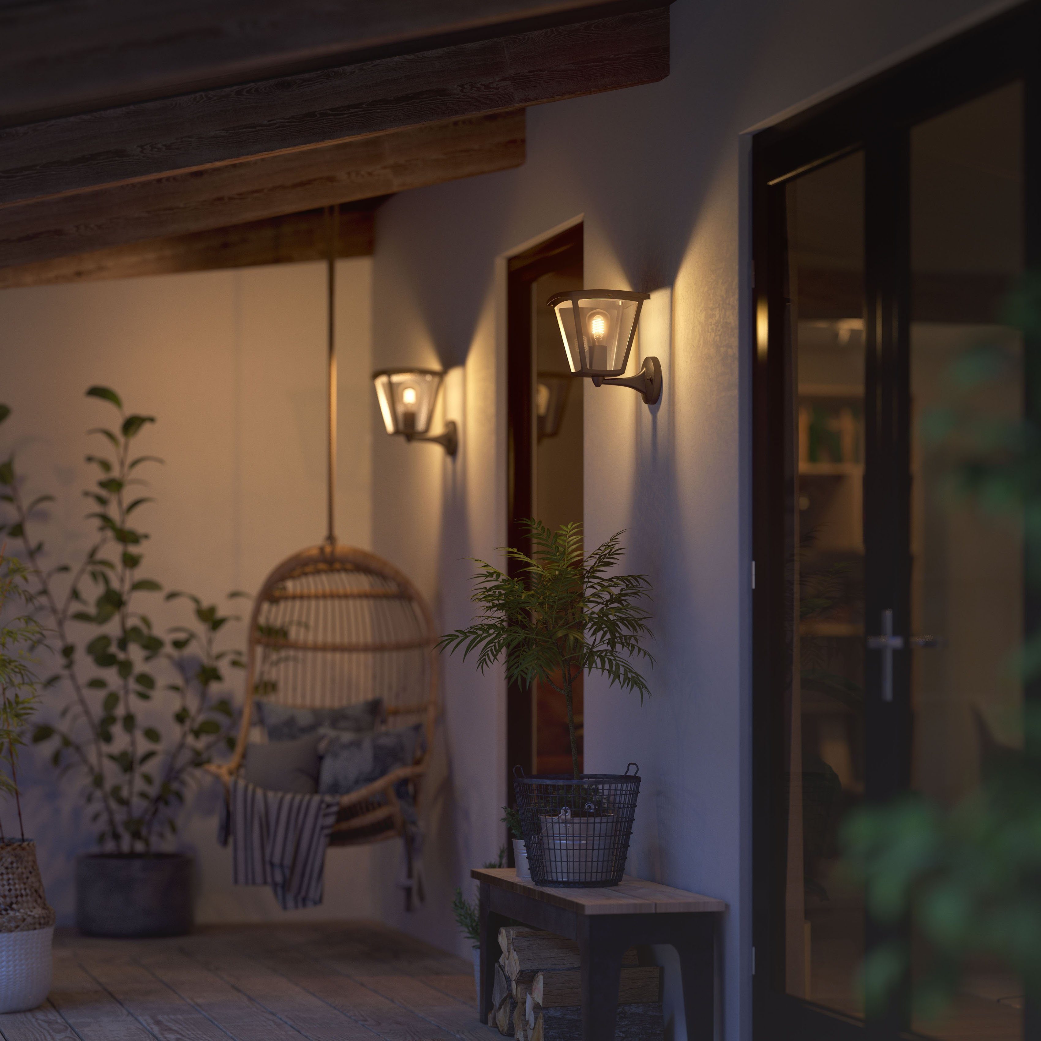 Außen-Wandleuchte Home, Leuchtmittel Philips Inara, Smart Warmweiß, White Hue wechselbar,