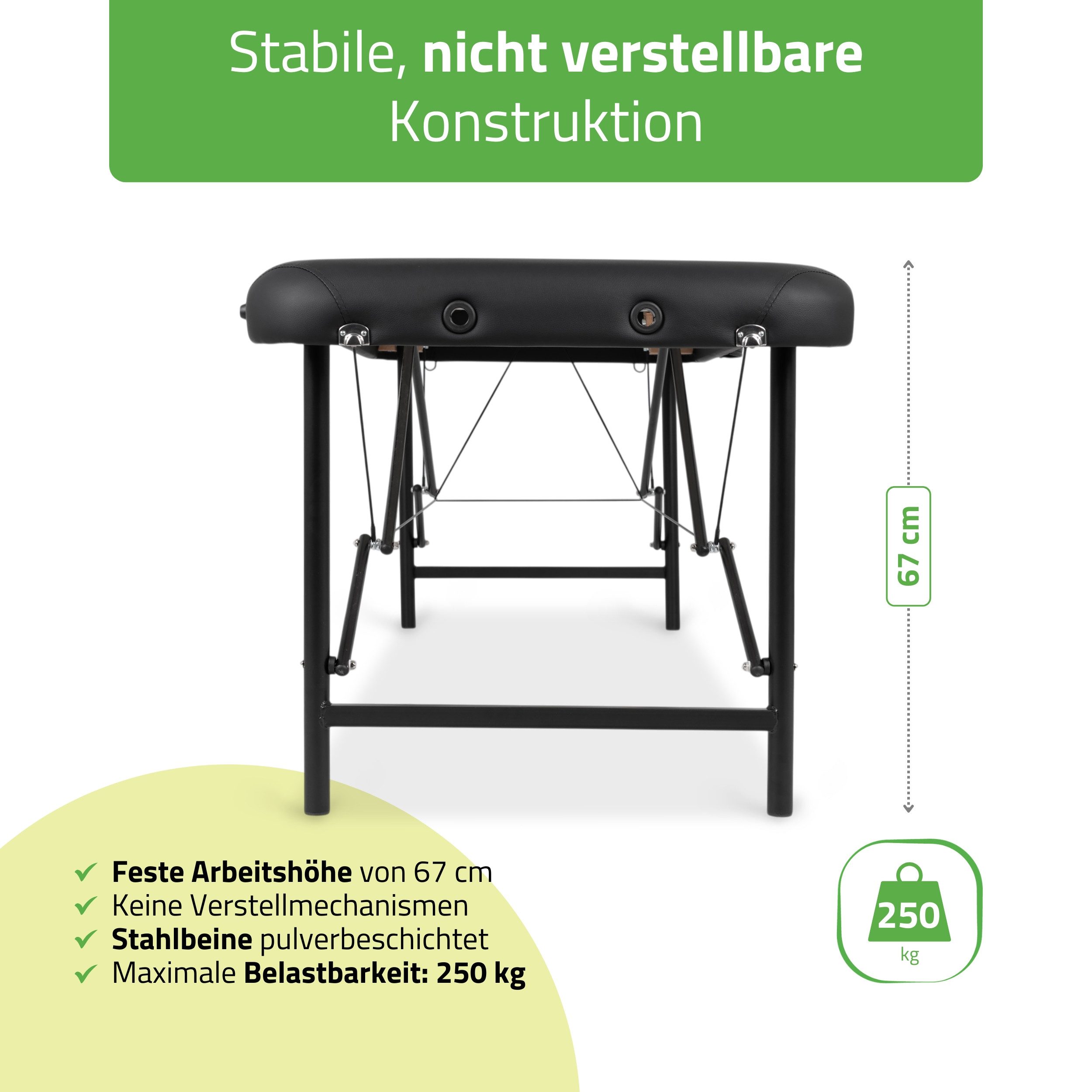 Habys Massageliege Rico Mobile Kosmetikliege Tattooliege Massagetisch Tragbar, Schwarz