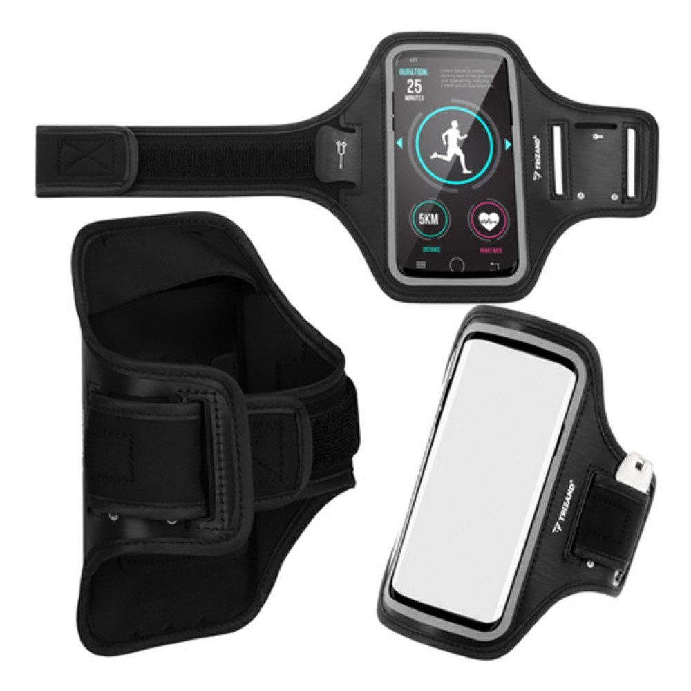 Trizand Laufgürtel Laufgürteltasche Armband Handyhülle (Spar-Set, 1-St., Reflektoren) Zwei praktische Fächer bieten sicheren Stauraum
