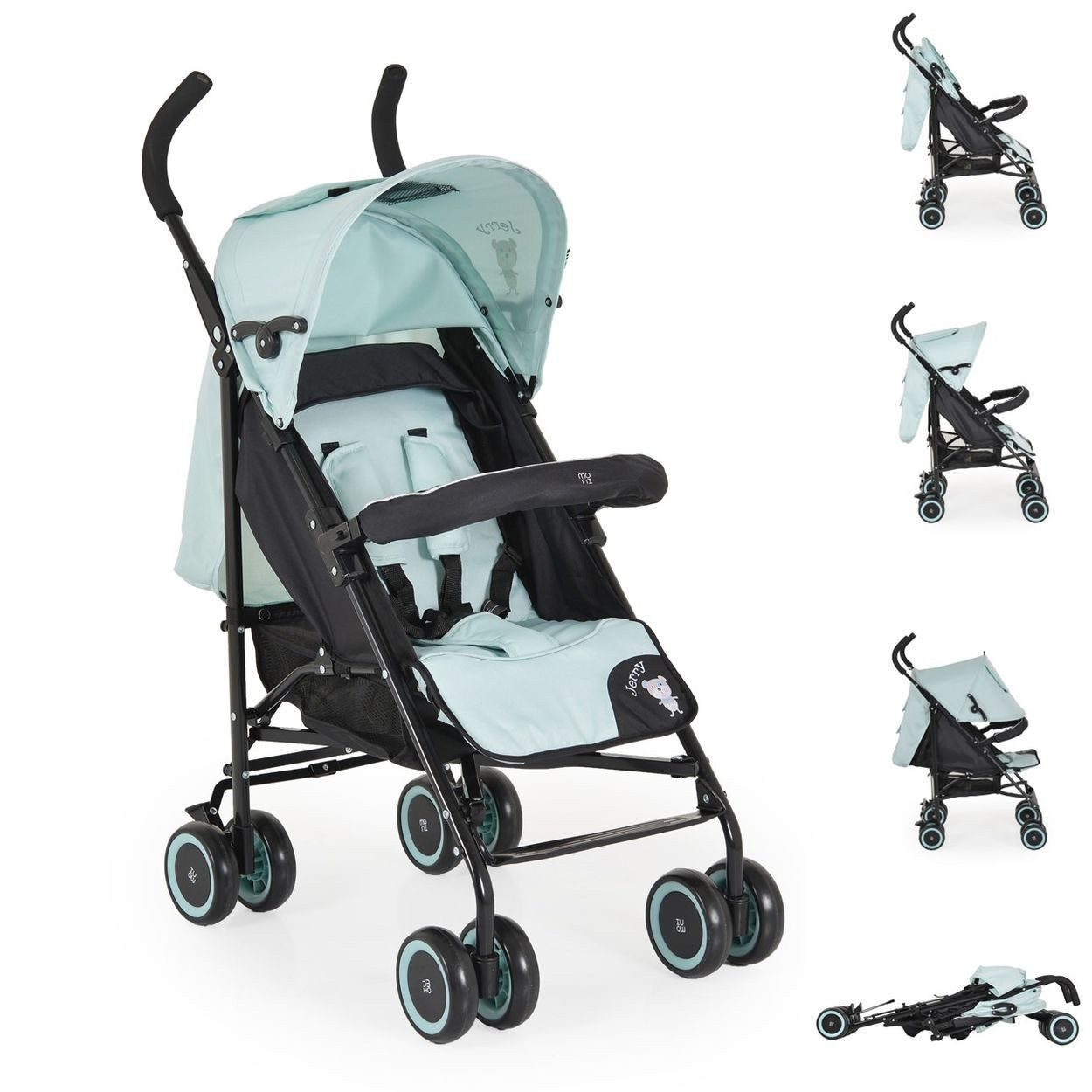 Moni Kinder-Buggy Jerry, Sonnendach, schwenkbare Vorderräder, EVA-Räder, Sicherheitsgurt
