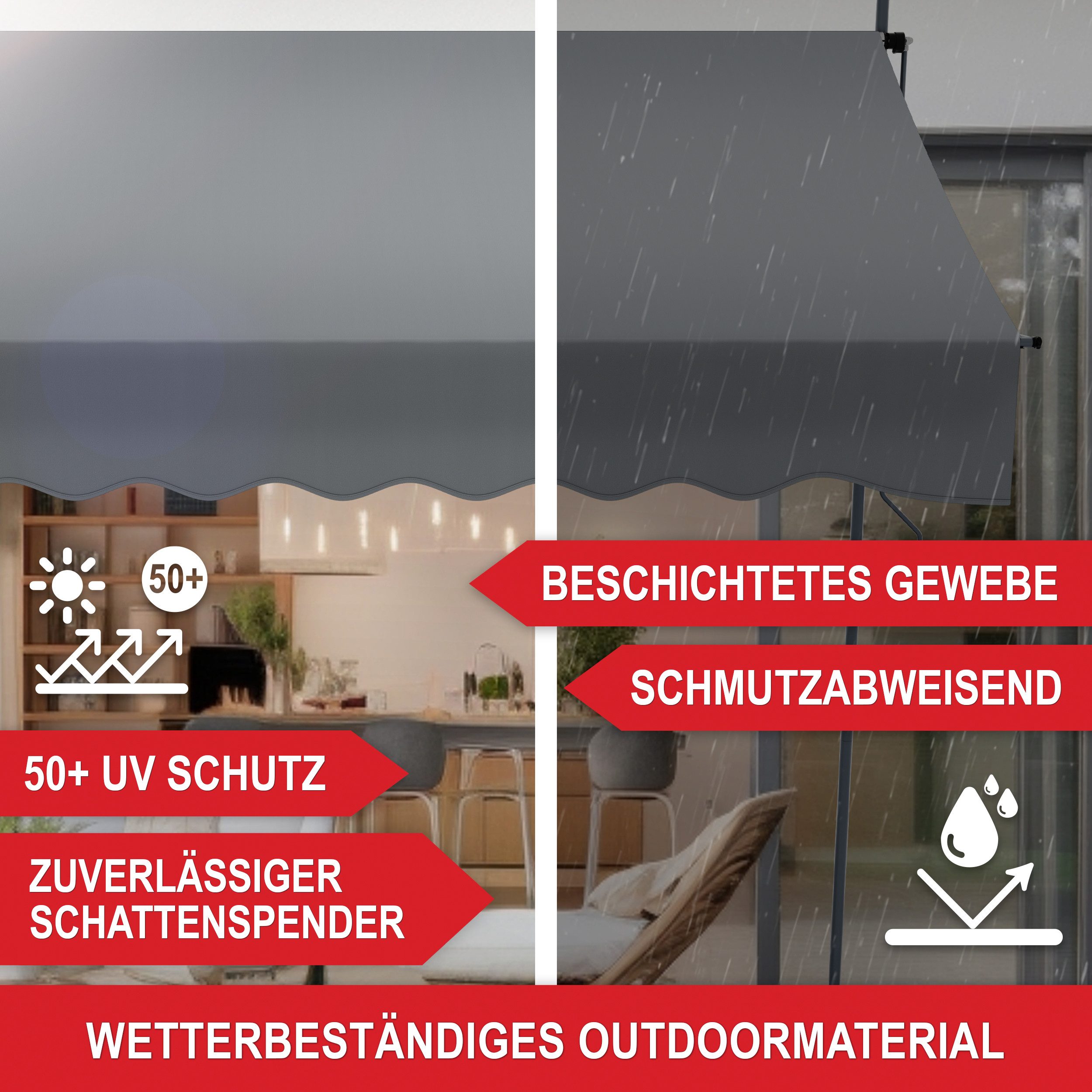 Onbest Klemmmarkise mit Handkurbel, 200x120 cm, günstig online kaufen