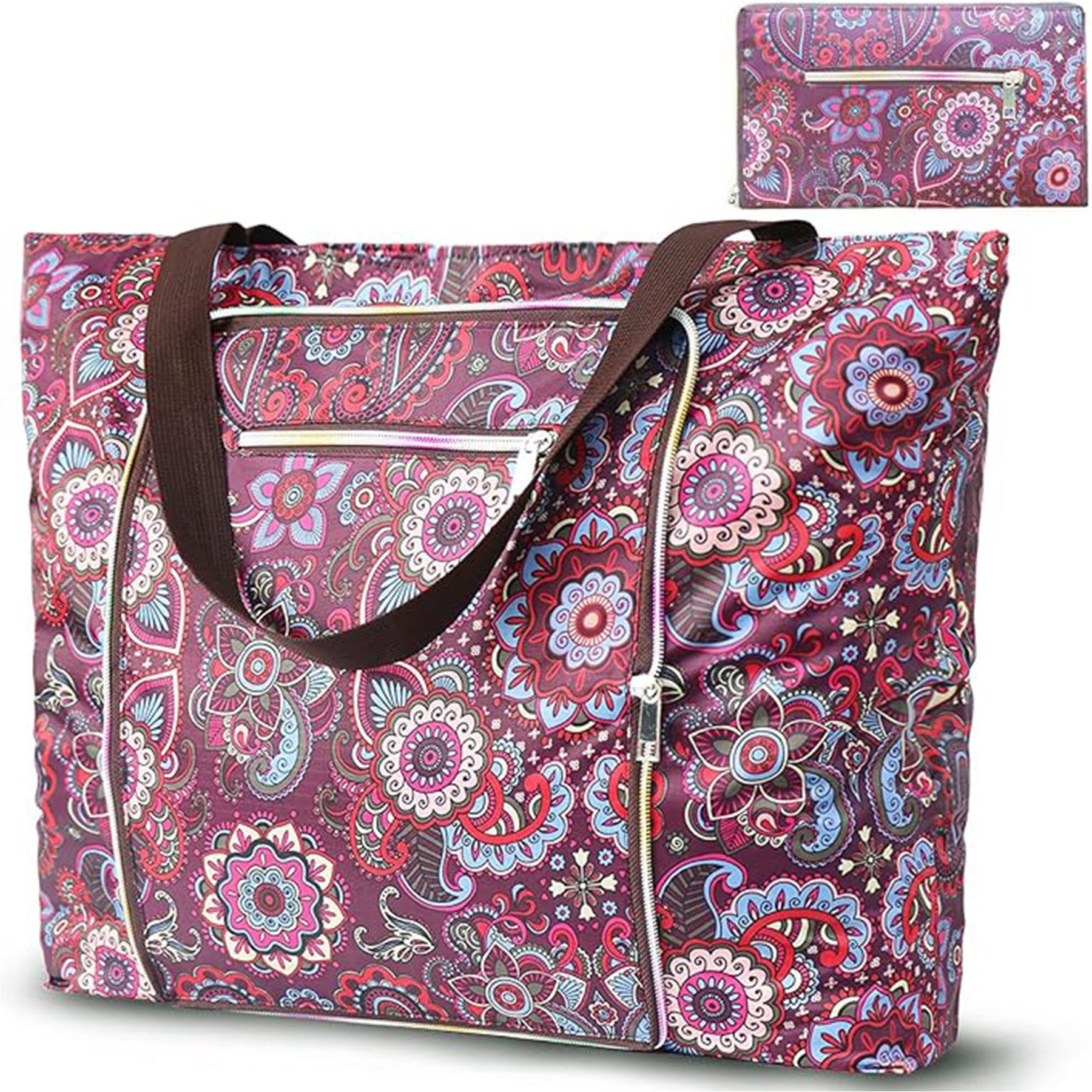 Keyura XL-Strandtasche Große Strandtasche, Badetasche mit Reißverschluss (Damen Umhängetasche Tragetasche shopper sanddicht, Schwimmbadtasche), Faltbare Reisetasche für Picknick, Strand, Reisen, Urlaub, Pool