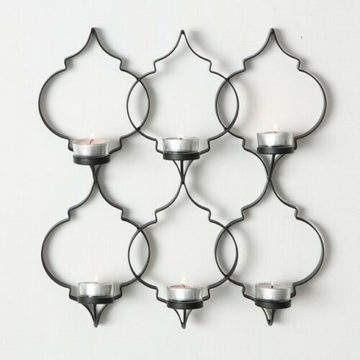 Meinposten Wandkerzenhalter Kerzenhalter schwarz Metall Teelicht Teelichthalter Höhe 40 cm 6er Teelichthalter (1 St)