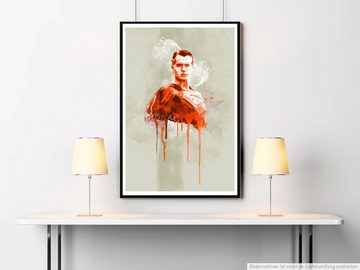 Sinus Art Leinwandbild Superman 90x60cm Paul Sinus Art Splash Art Wandbild als Poster ohne Rahmen gerollt