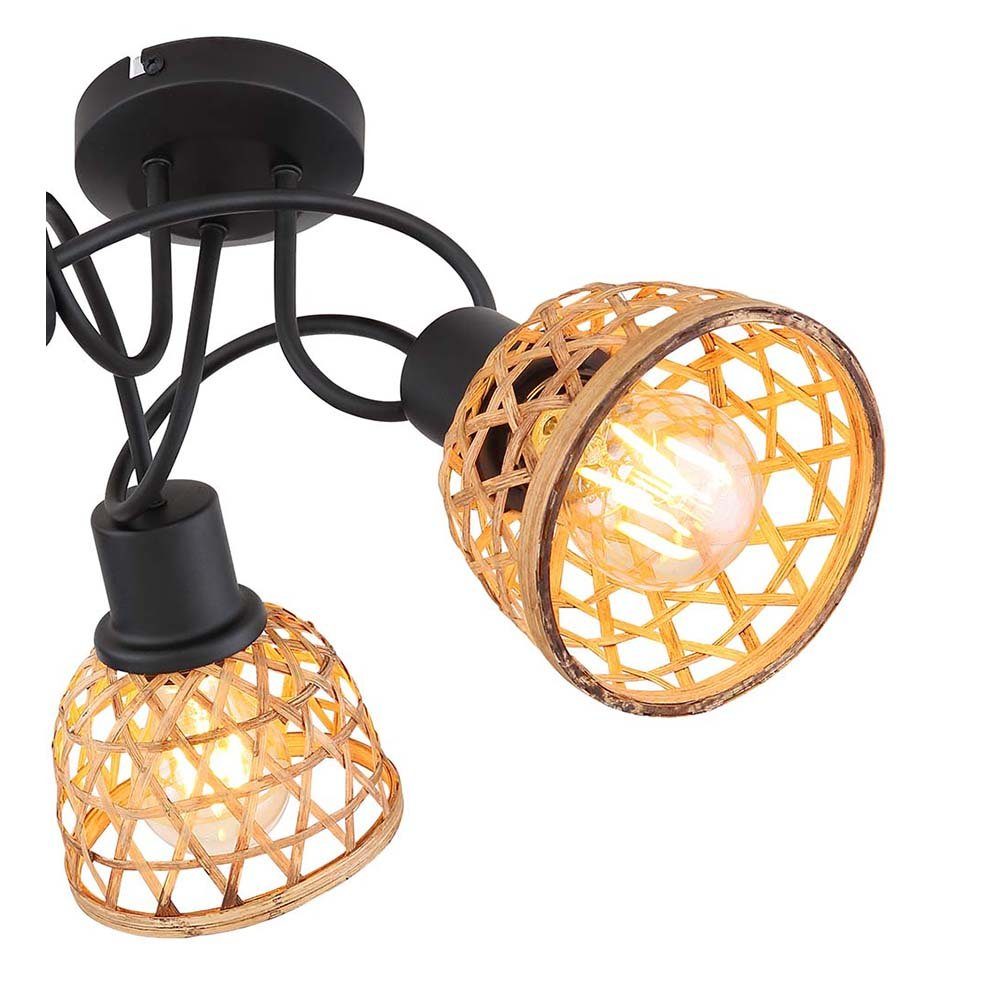 etc-shop LED inklusive, Leuchtmittel Spotleuchte Deckenlampe Deckenleuchte Warmweiß, Bambusgeflecht Deckenleuchte