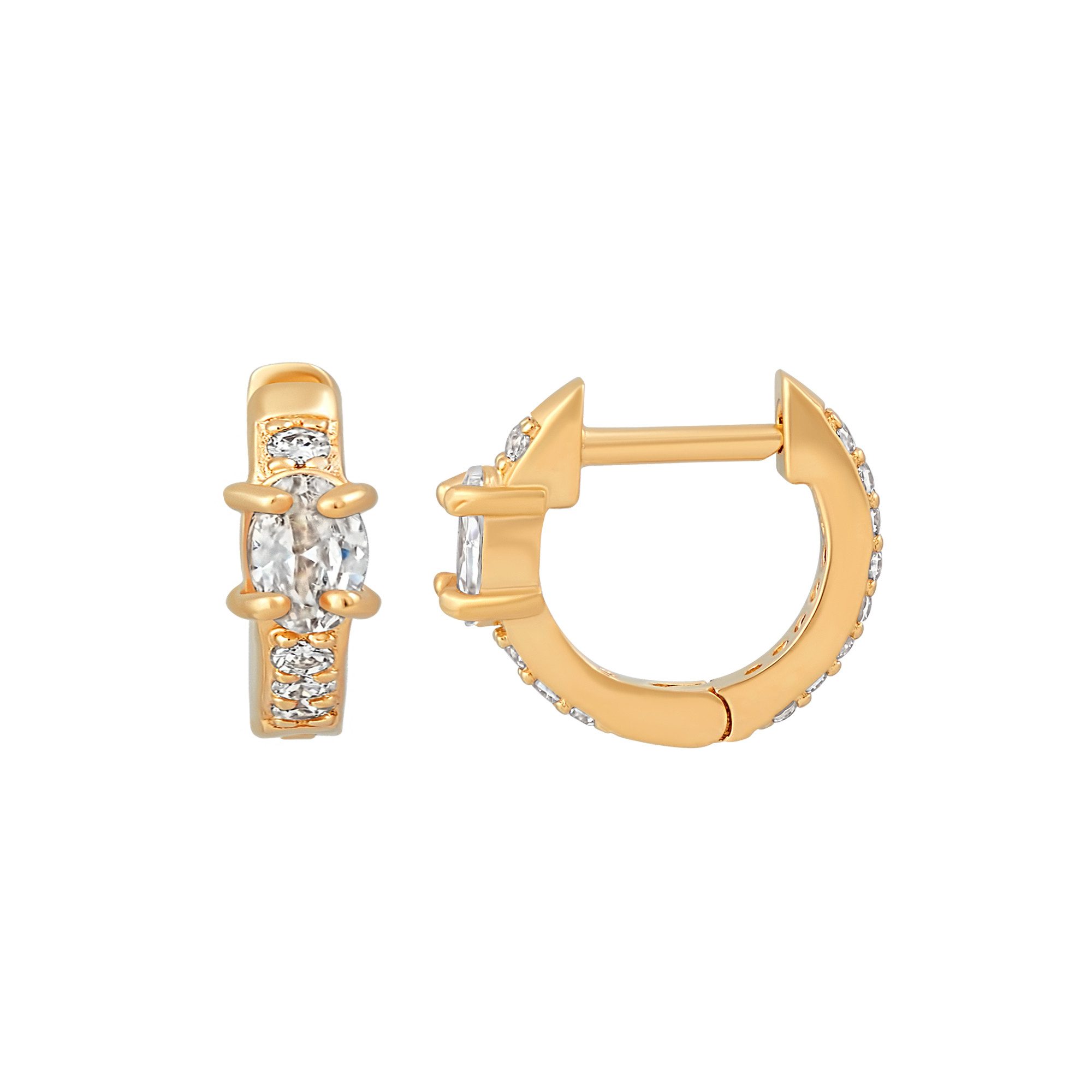 CAÏ Paar Creolen 925 Silber vergoldet Zirkonia