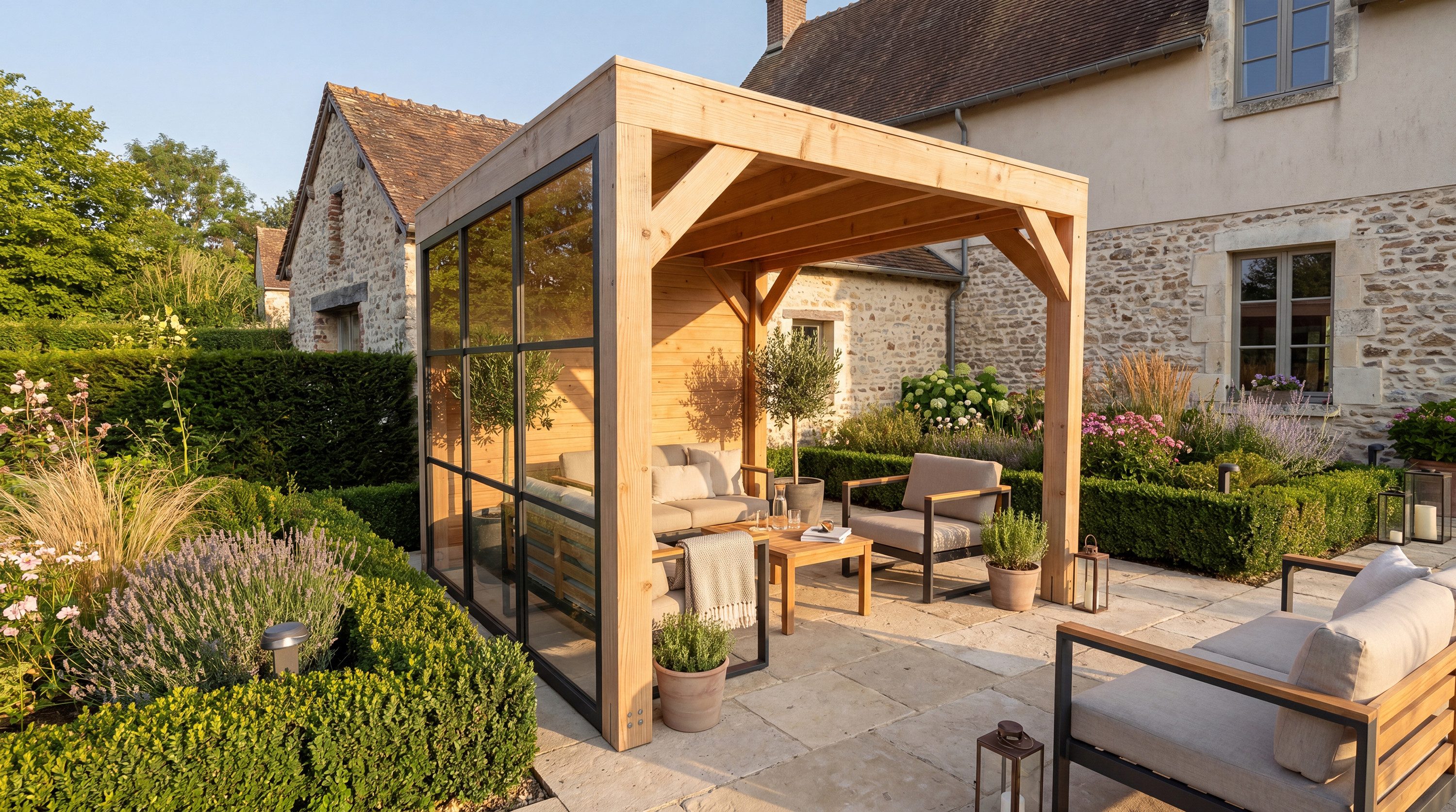 weka Holzpavillon Lumley Lauben-Set Gr. 1.2, mit 2 Seitenteilen, BxTxH: 307x307x245 cm