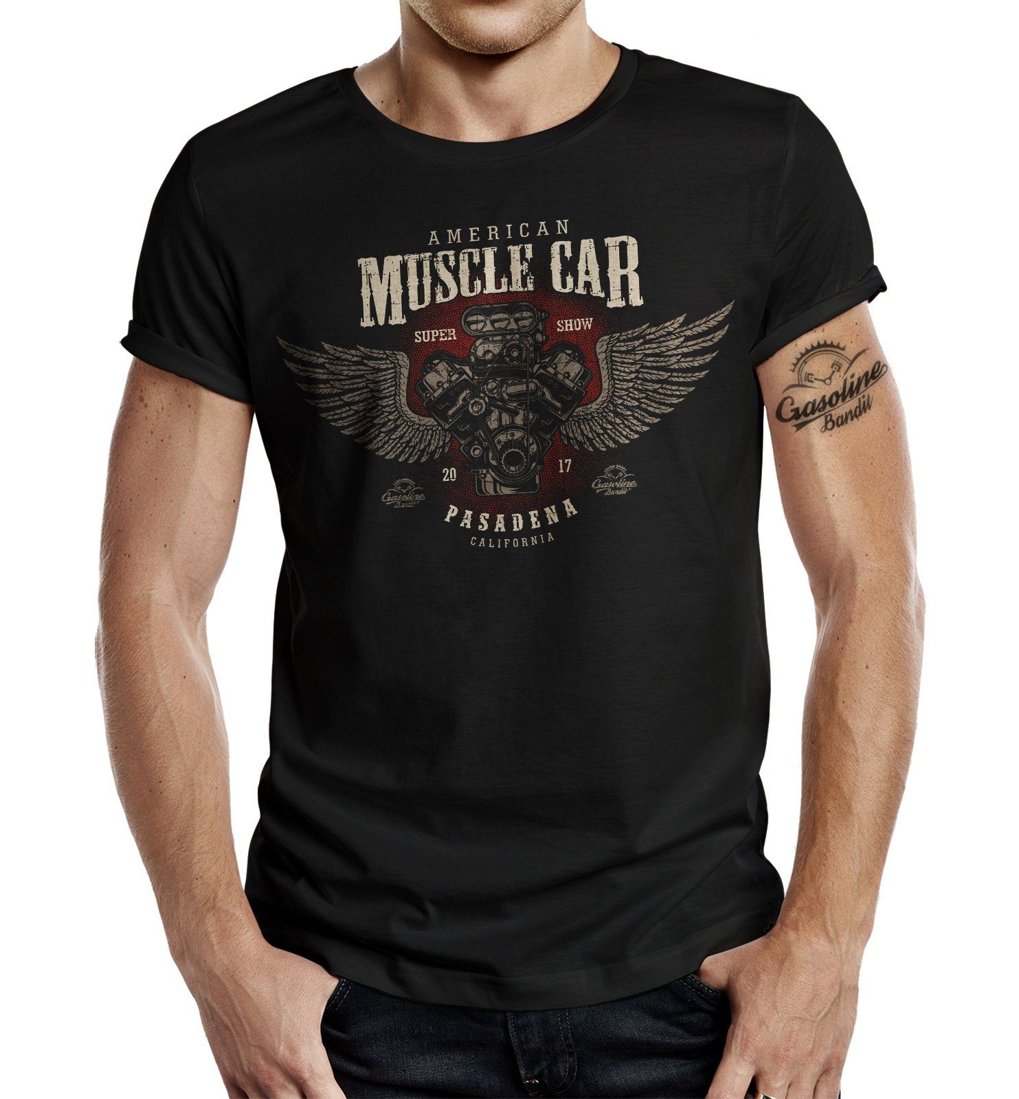 GASOLINE BANDIT® T-Shirt für US Muscle Car Fans: Super Show Pasadena