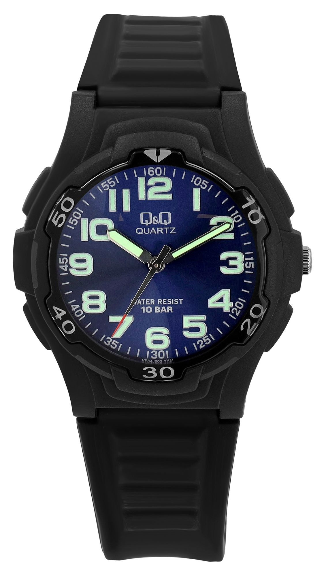 Q&Q Quarzuhr VP84J001Y Silikonarmband, 10 bar, schwarz/ weiß, sprtlich