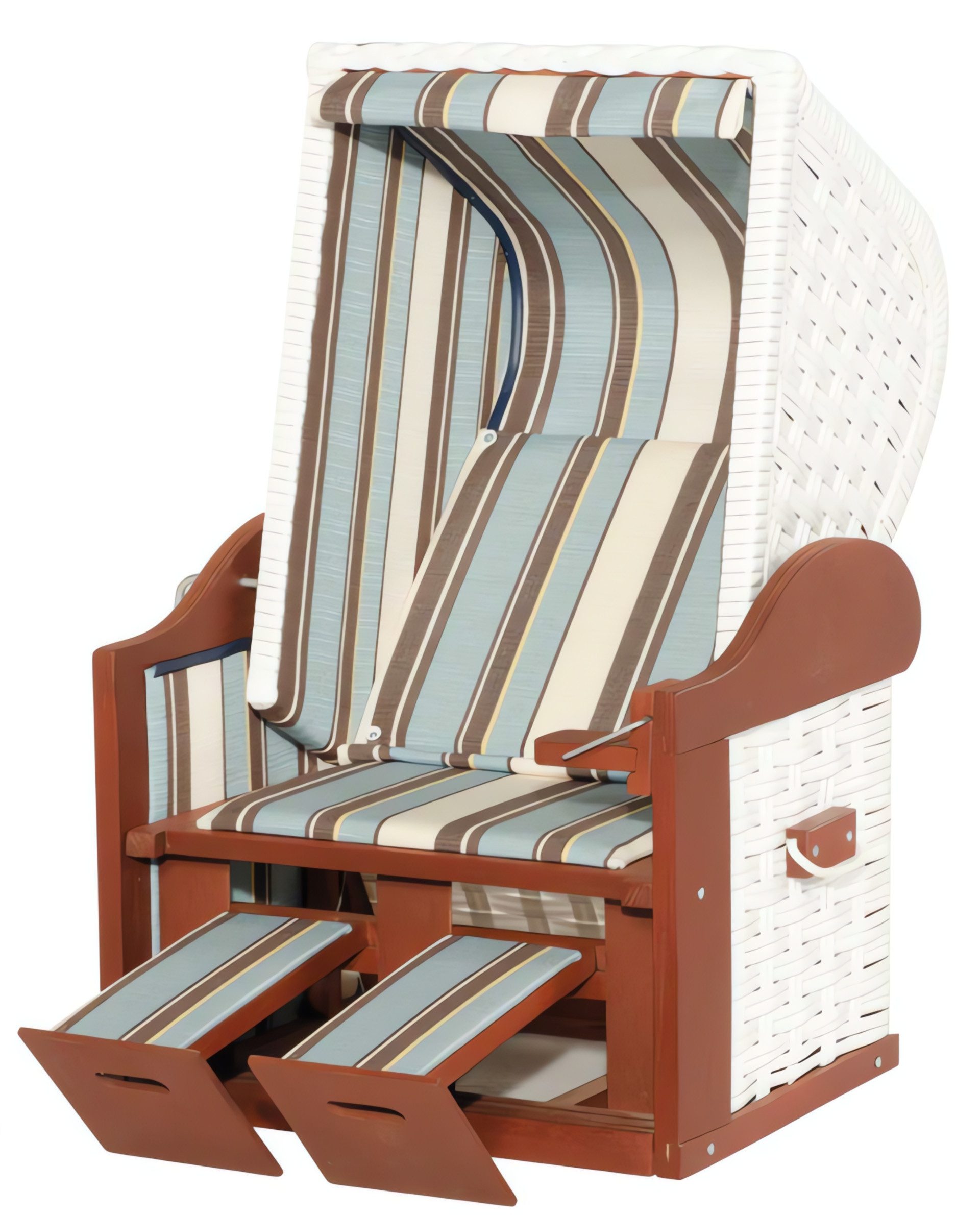 SonnenPartner Strandkorb Puppenstrandkorb Kunststoffgeflecht weiß, Dessin 1206 (blau/weiß), BxTxH: 40x35x60 cm