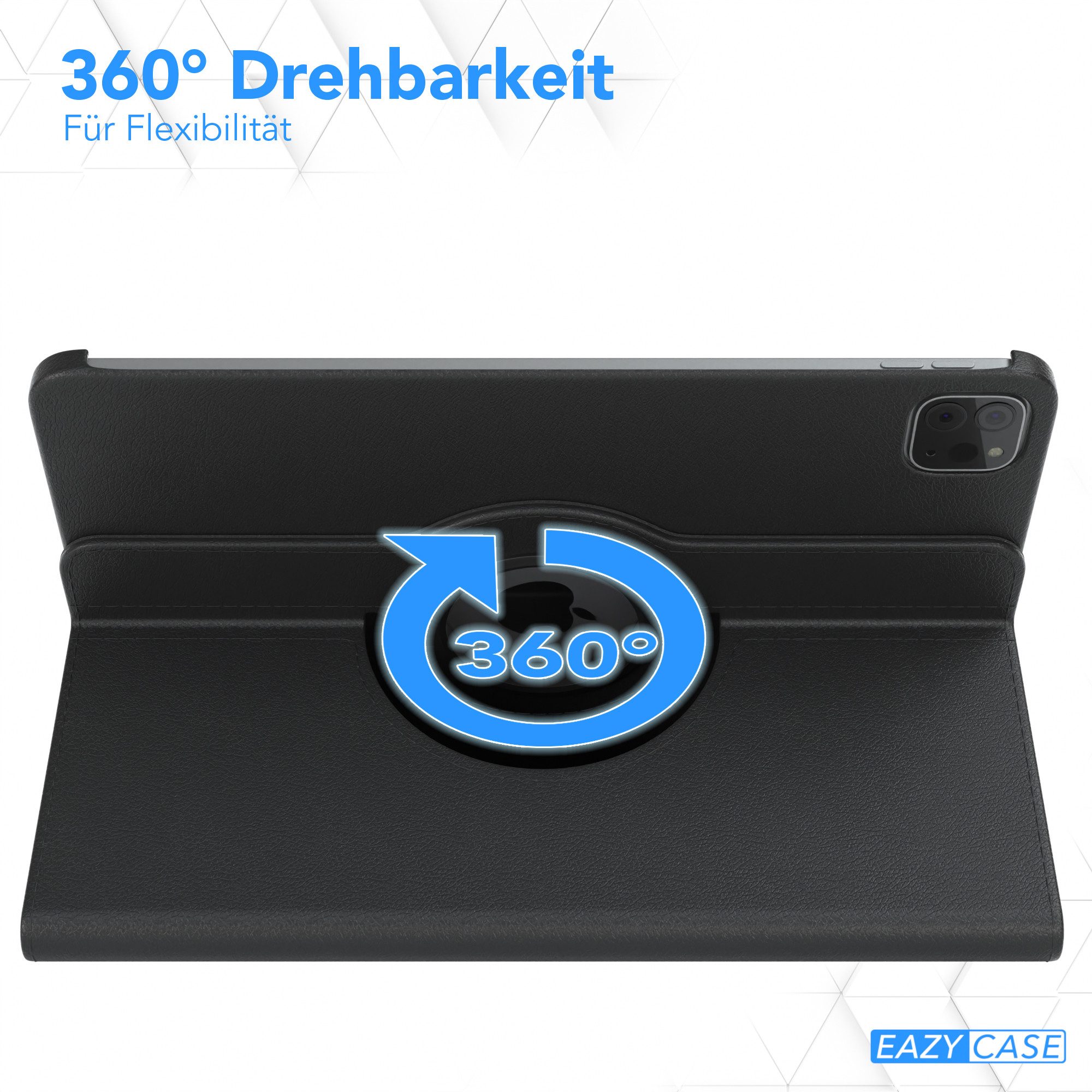 EAZY CASE Tablet-Hülle Rotation Case für iPad Pro 11" 1./2./3./4. Gen. 11 Zoll, Hülle 360° drehbar mit Standfunktion Etui Anti-Kratz Tasche Schwarz