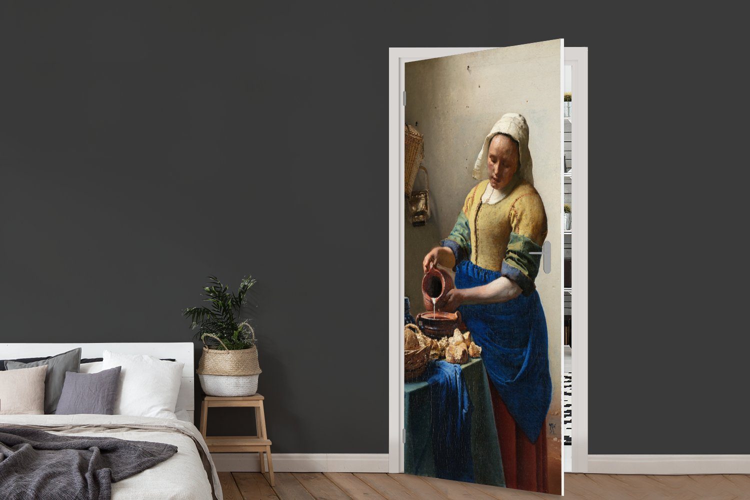 MuchoWow Türtapete Das Milchmädchen Matt, cm Vermeer, 75x205 (1 Tür, Türaufkleber, St), bedruckt, Johannes für Fototapete 