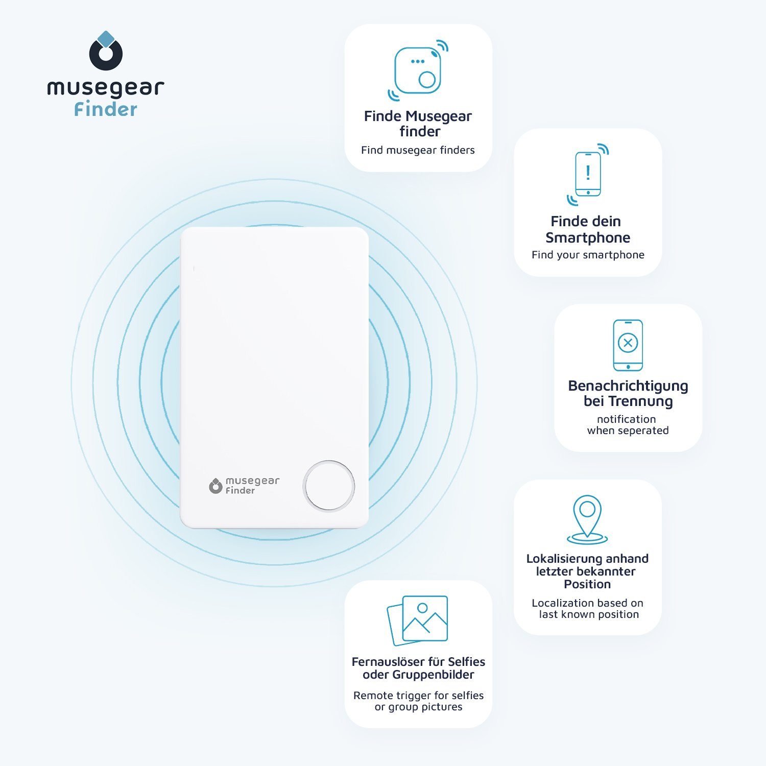musegear Deutschland Bluetooth App mit weiß aus Schlüsselfinder Bluetooth®-Sender